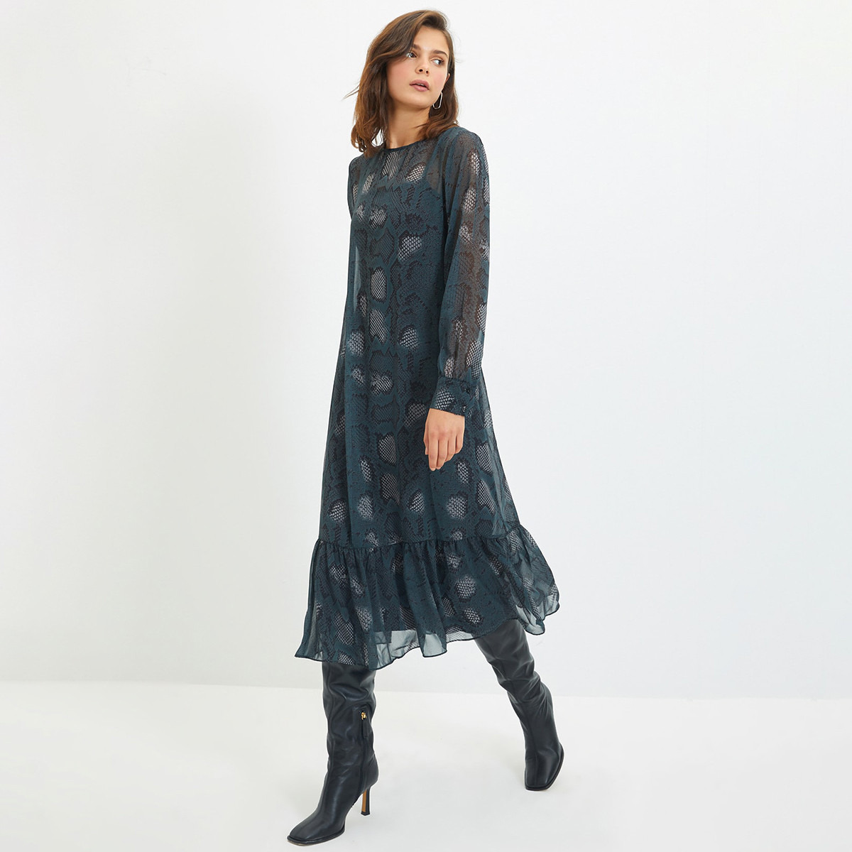 ترينديول أخضر متوسط الطول فستان-women-clothing-dresses-image-2