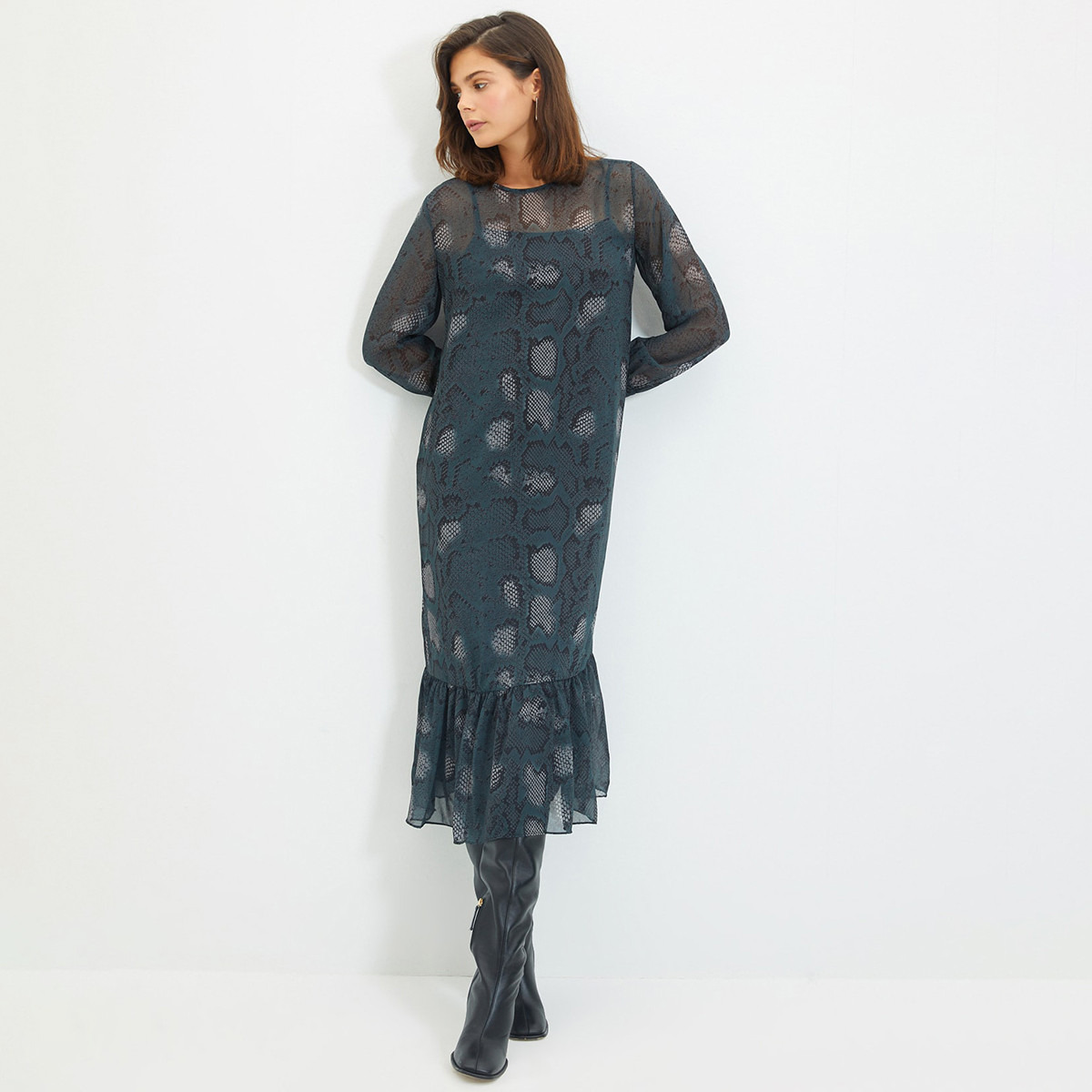 Trendyol Women Patterned Ruffled Hem Midi Dress-women-clothing-dresses-image-3