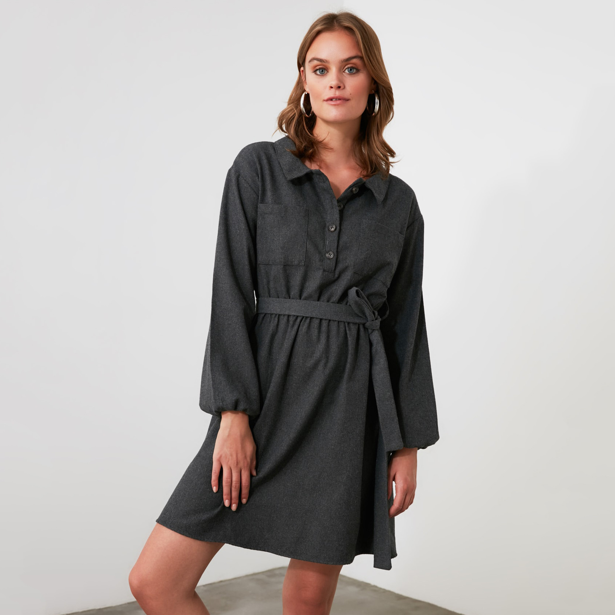 ترينديول أسود قصير فستان-women-clothing-dresses-image-2