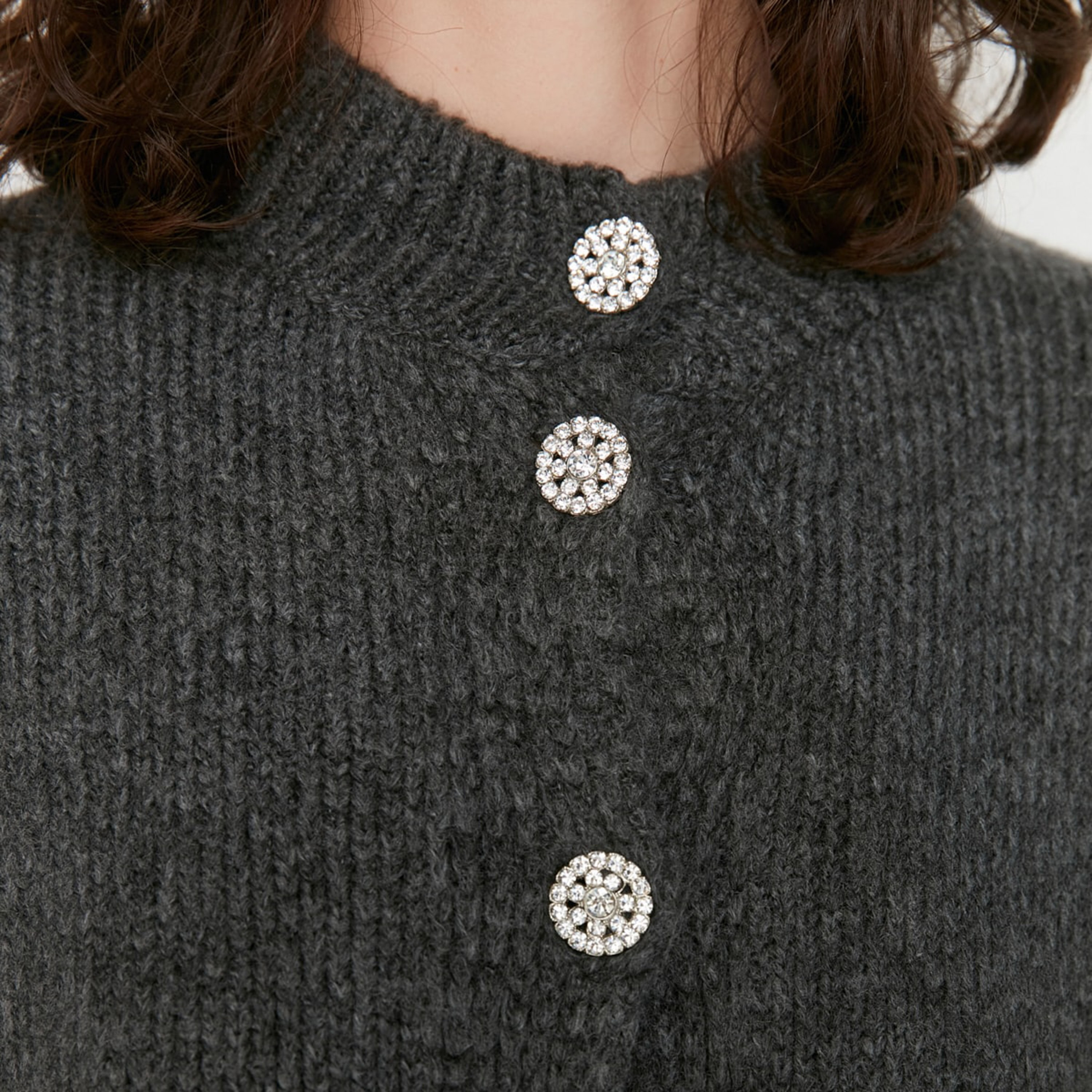 كارديجان حريمي رمادي بملمس مضلع من ترينديول ميلا-women-winterwear-cardigansandjumpers-cardigans-image-5