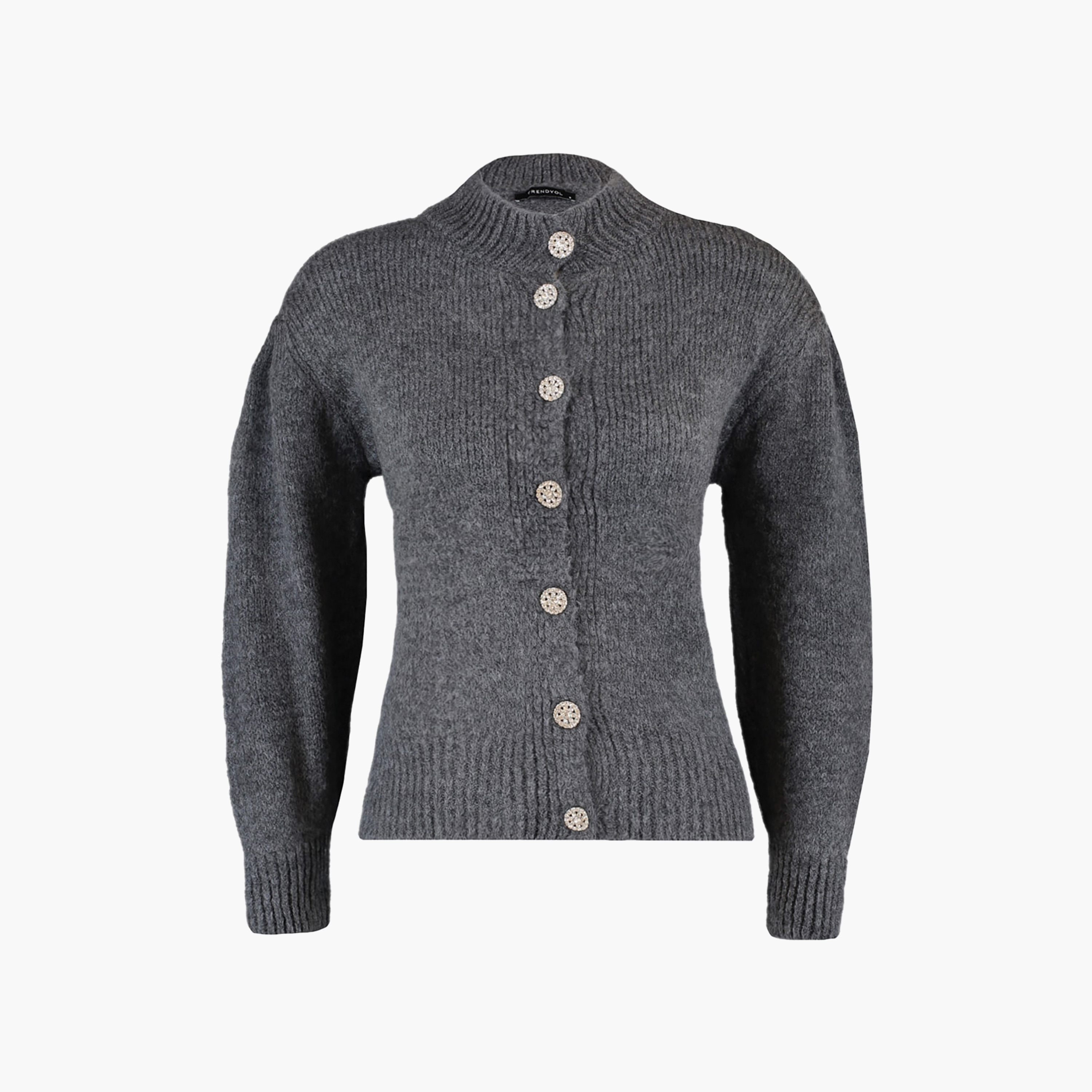 كارديجان حريمي رمادي بملمس مضلع من ترينديول ميلا-women-winterwear-cardigansandjumpers-cardigans-image-6