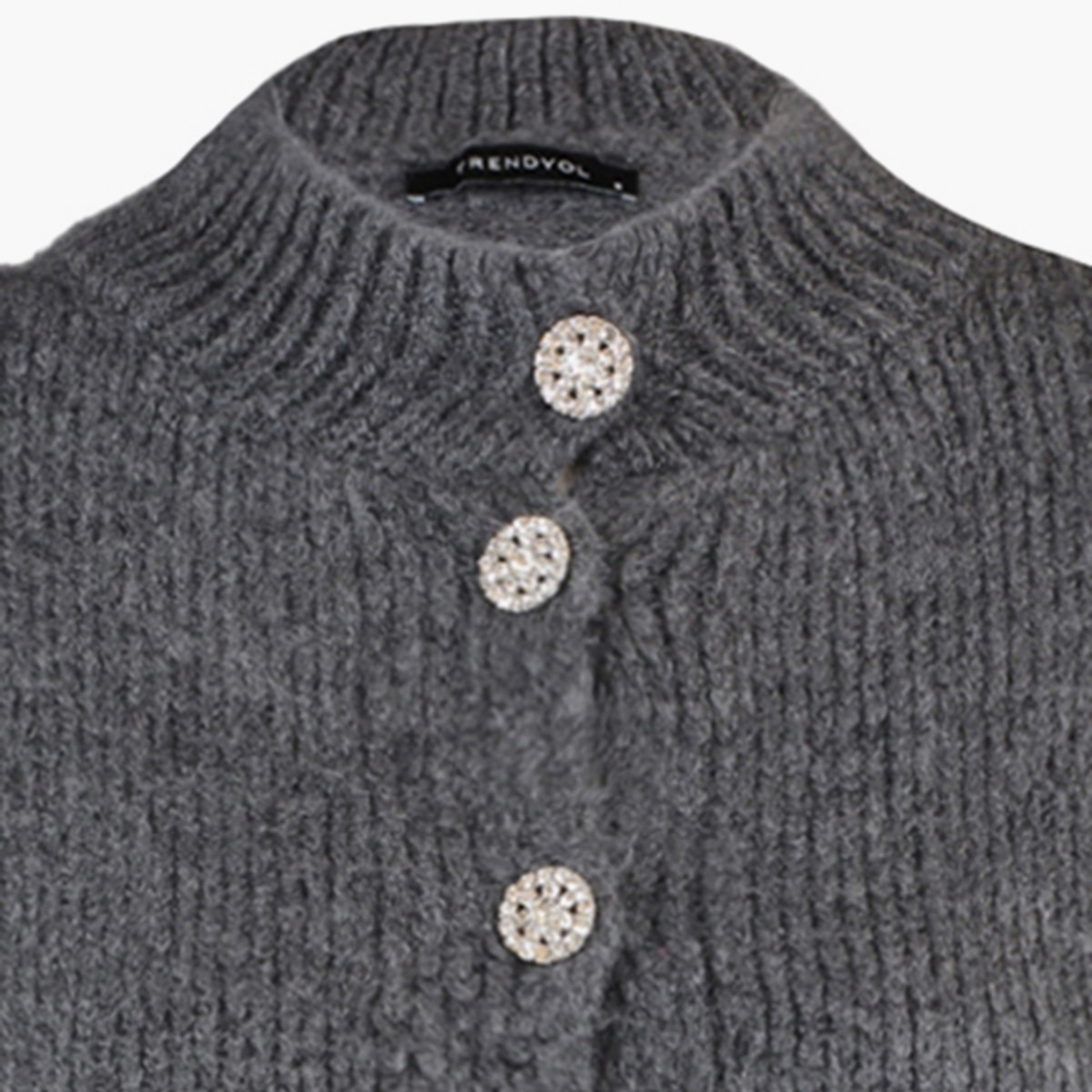 كارديجان حريمي رمادي بملمس مضلع من ترينديول ميلا-women-winterwear-cardigansandjumpers-cardigans-image-8