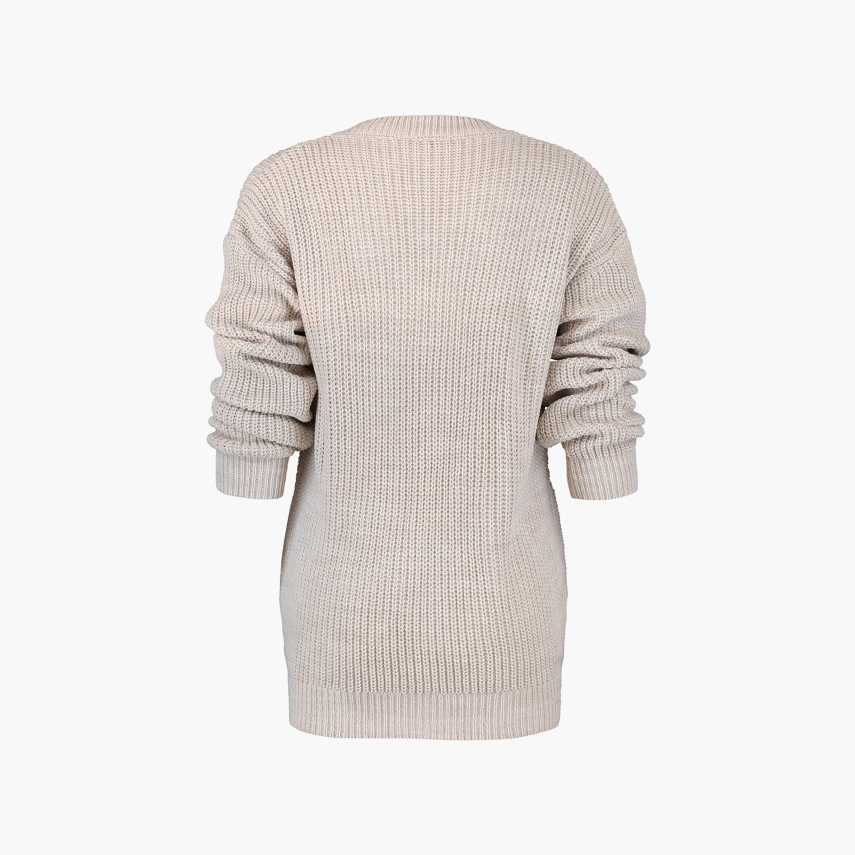 بلوفر حريمي بيج بملمس مضلع وأكمام ساقطة من تريندyol ميلا-women-winterwear-cardigansandjumpers-jumpers-image-7