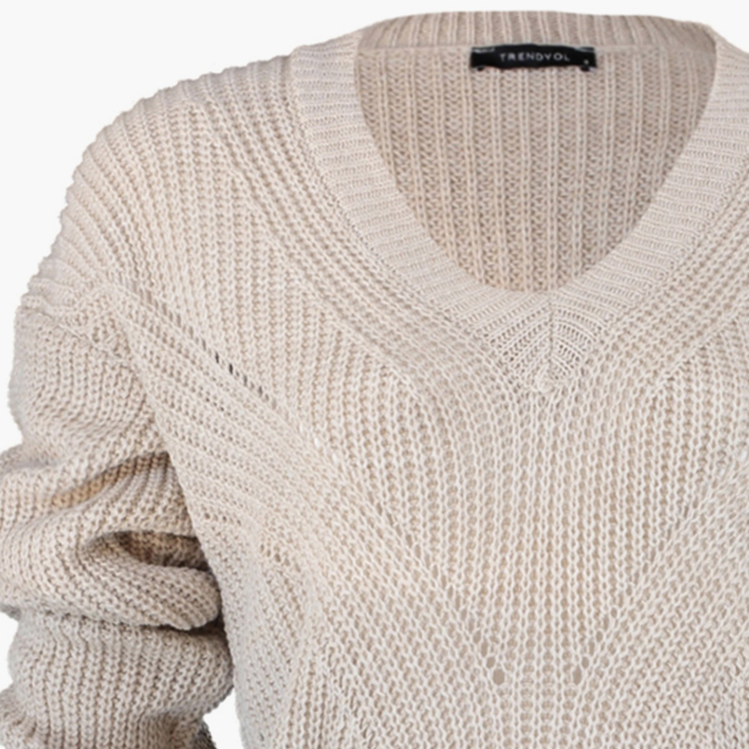 بلوفر حريمي بيج بملمس مضلع وأكمام ساقطة من تريندyol ميلا-women-winterwear-cardigansandjumpers-jumpers-image-8