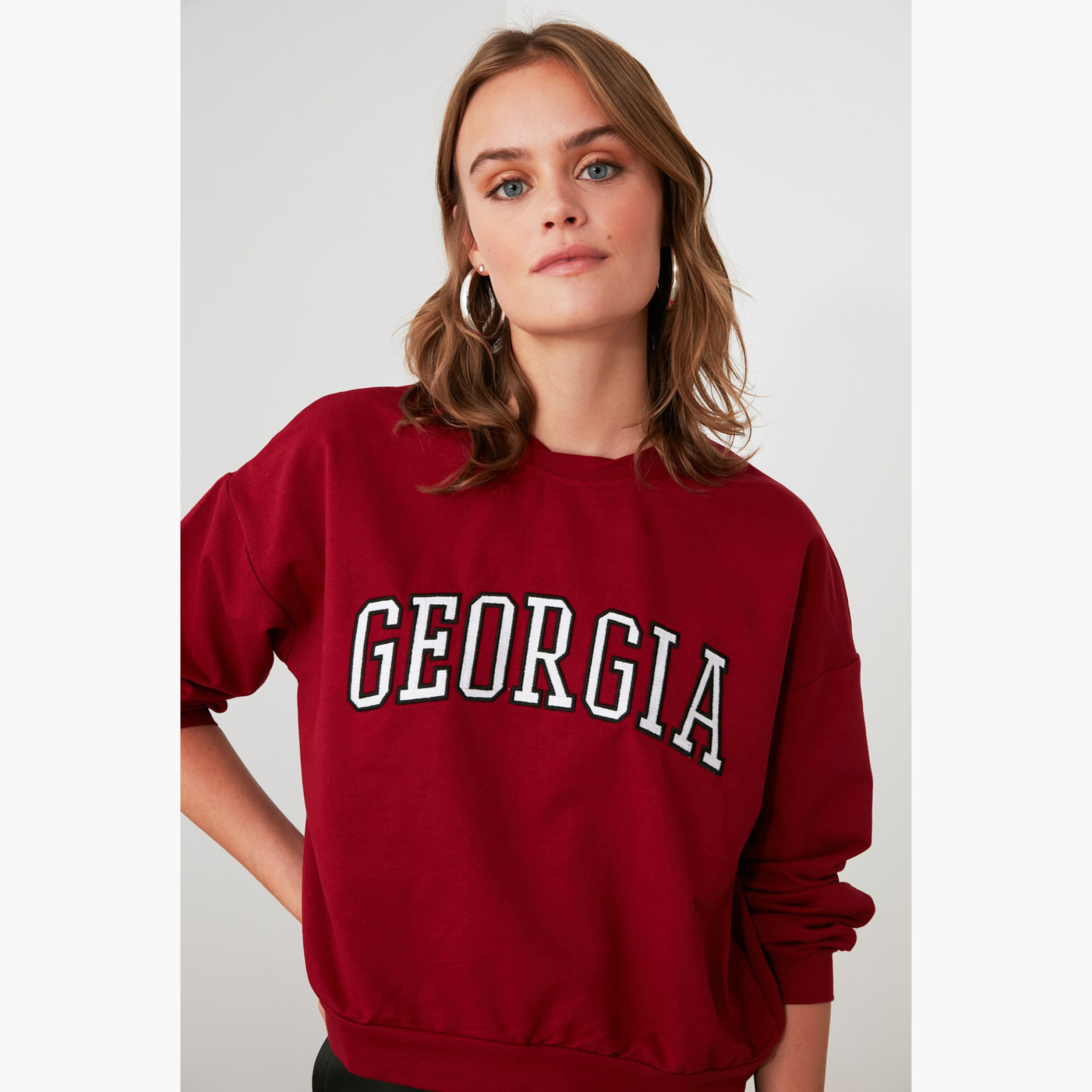 Trendyol Printed Crew Neck Sweatshirt with Long Sleeves-women-winterwear-hoodiesandsweatshirts-hoodies-image-4