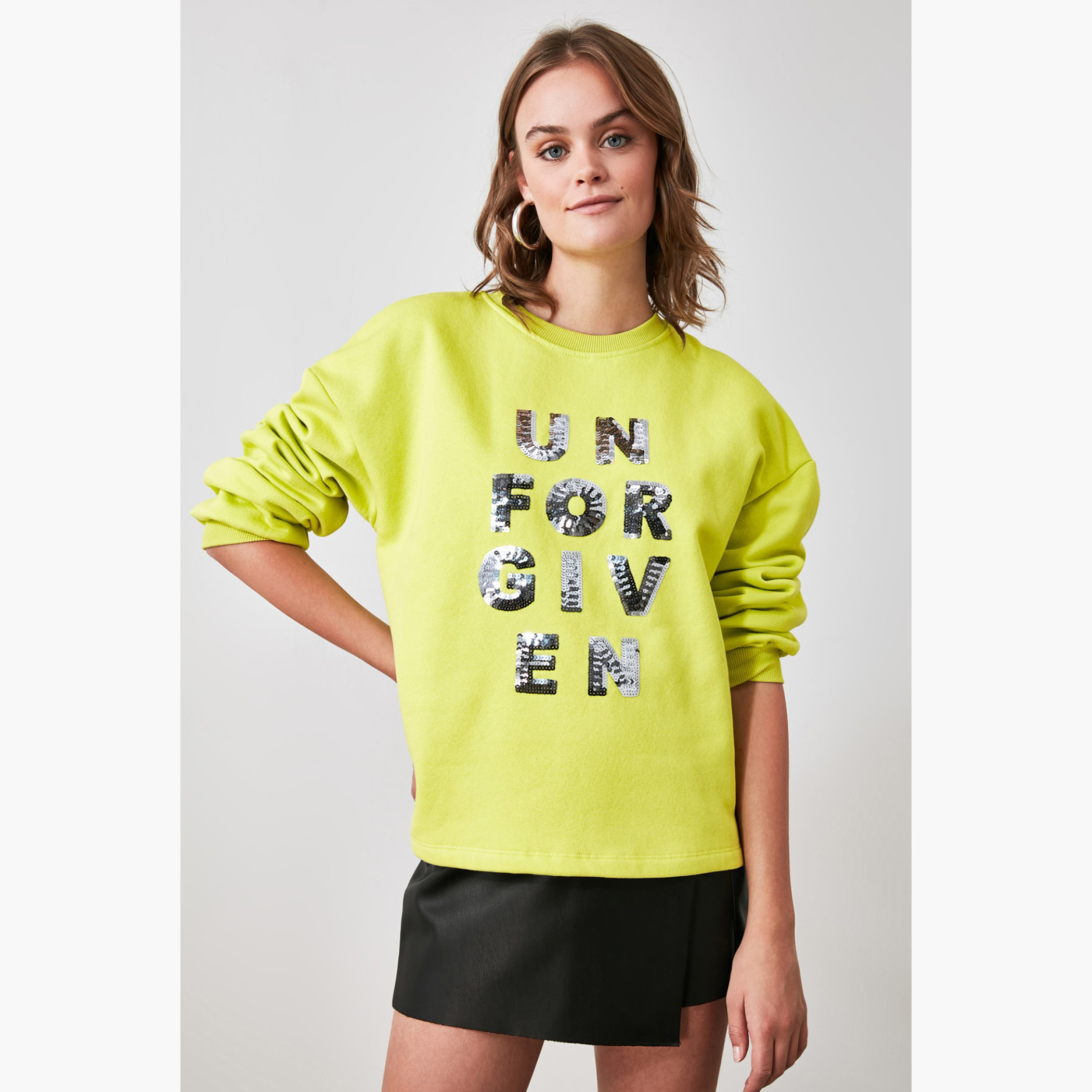 Trendyol Slogan Embellished Sweatshirt with Long Sleeves-women-winterwear-hoodiesandsweatshirts-hoodies-image-3