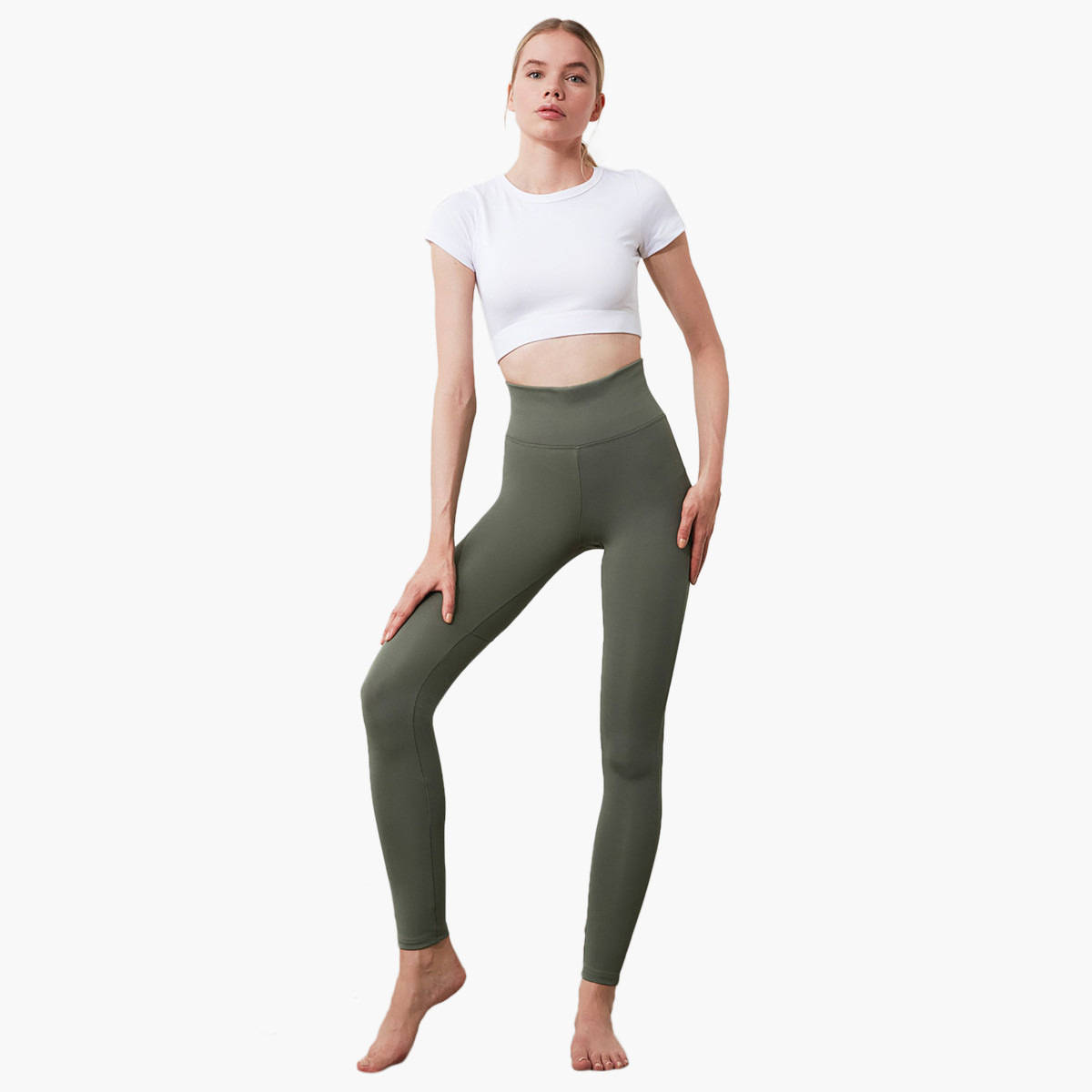 Trendyol Skinny Solid High Rise Leggings with Elasticated Waistband-women-clothing-bottoms-leggings-image-3