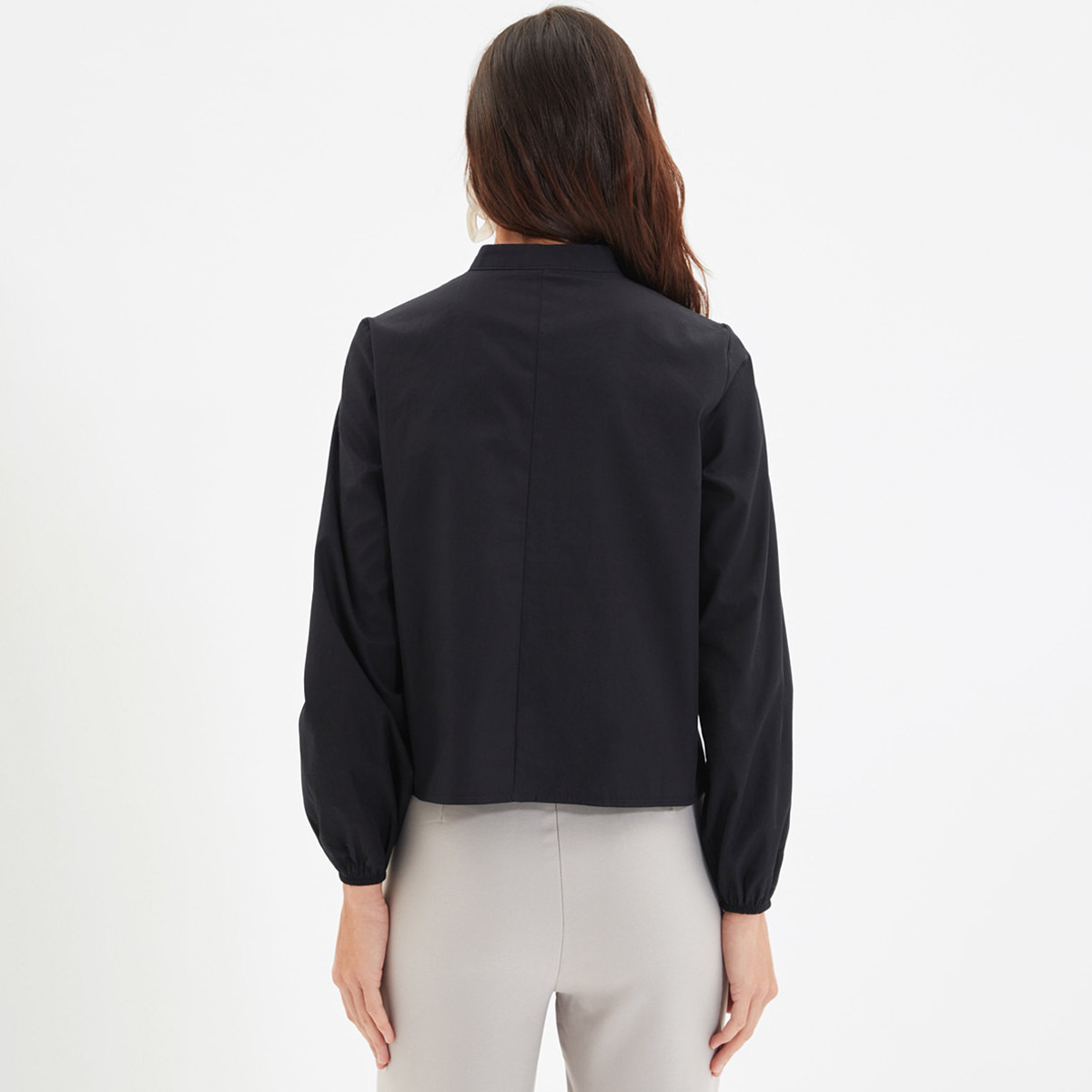 Trendyol Women Solid Cut Out Detail Tie Neck Blouse-women-clothing-shirtsandblouses-blouses-image-5