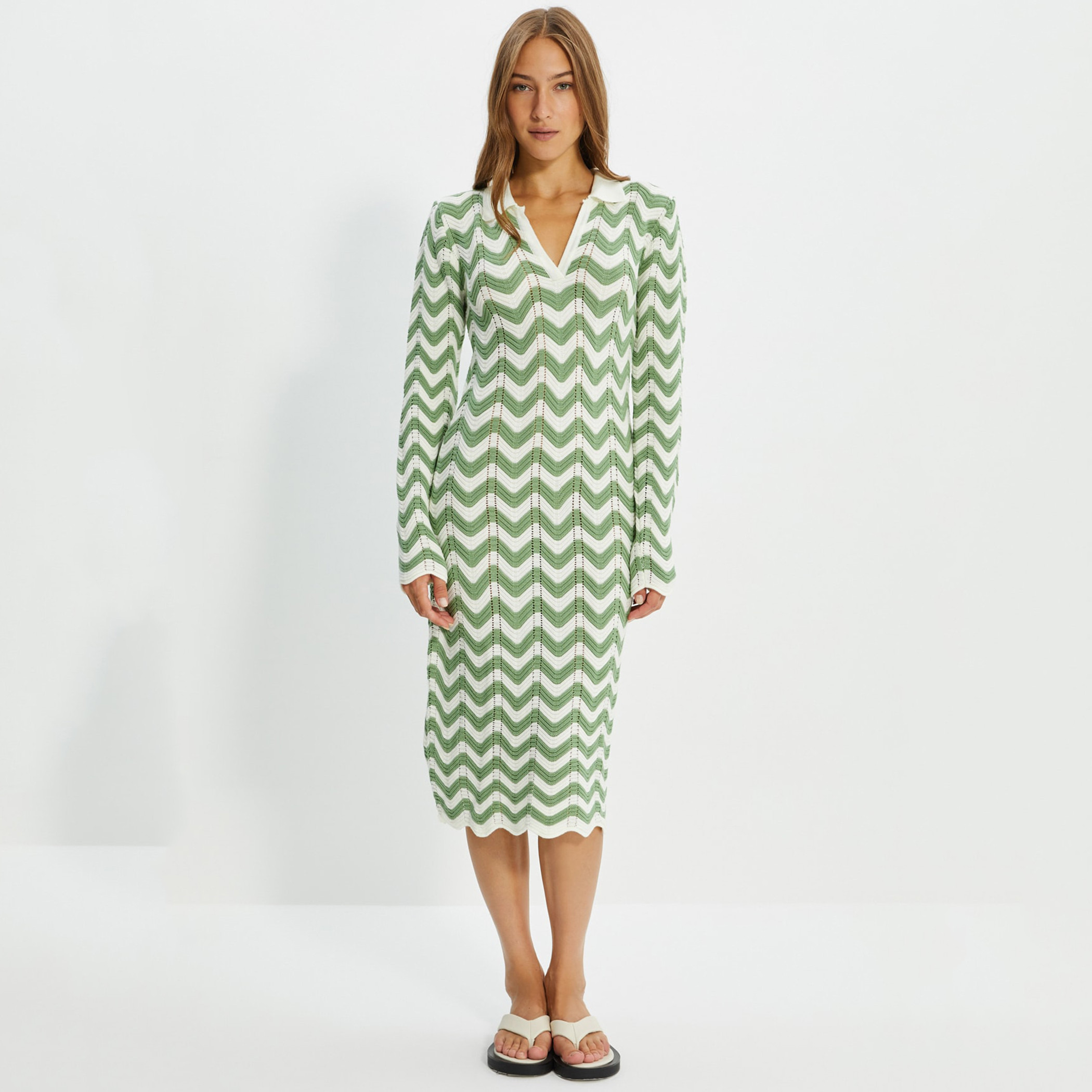 ترينديول أبيض متوسط الطول فستان-women-clothing-dresses-image-1