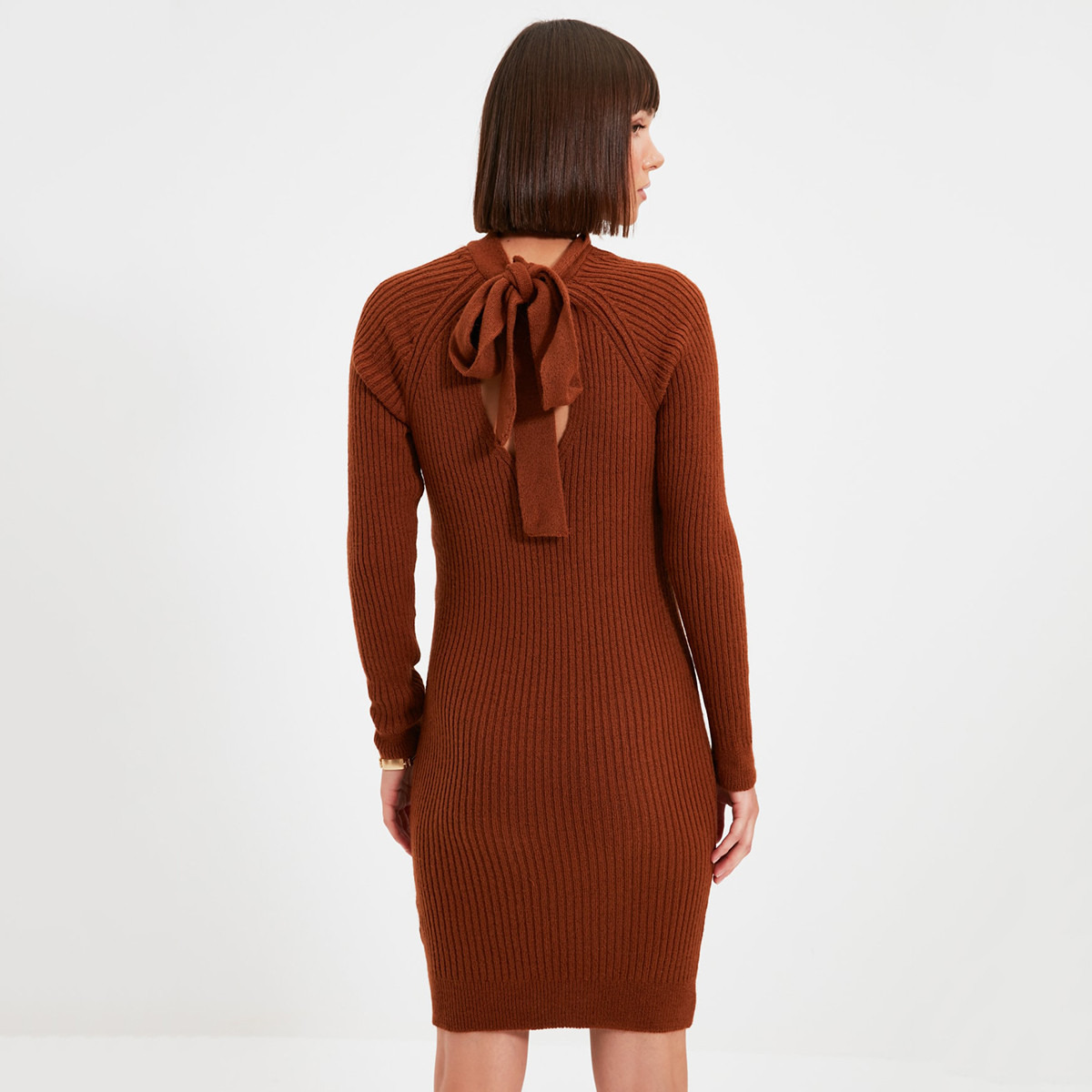 ترينديول بنى قصير فستان-women-clothing-dresses-image-4