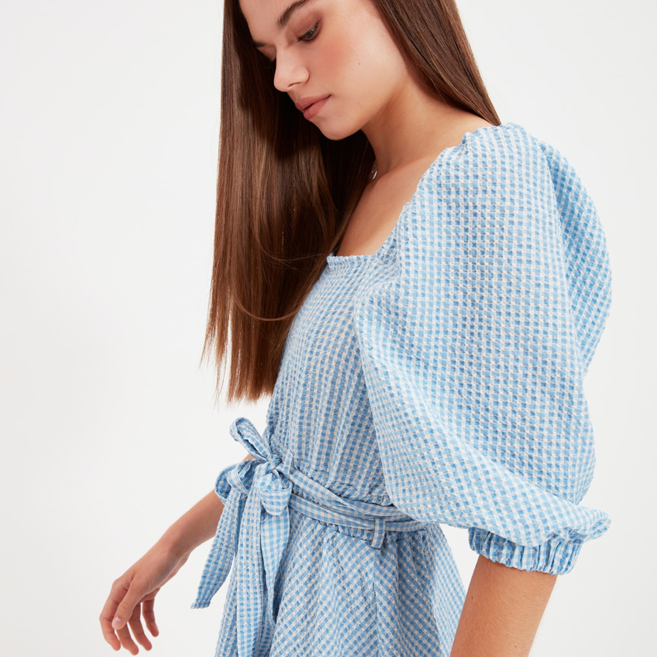 ترينديول أزرق قصير فستان-women-clothing-dresses-image-4