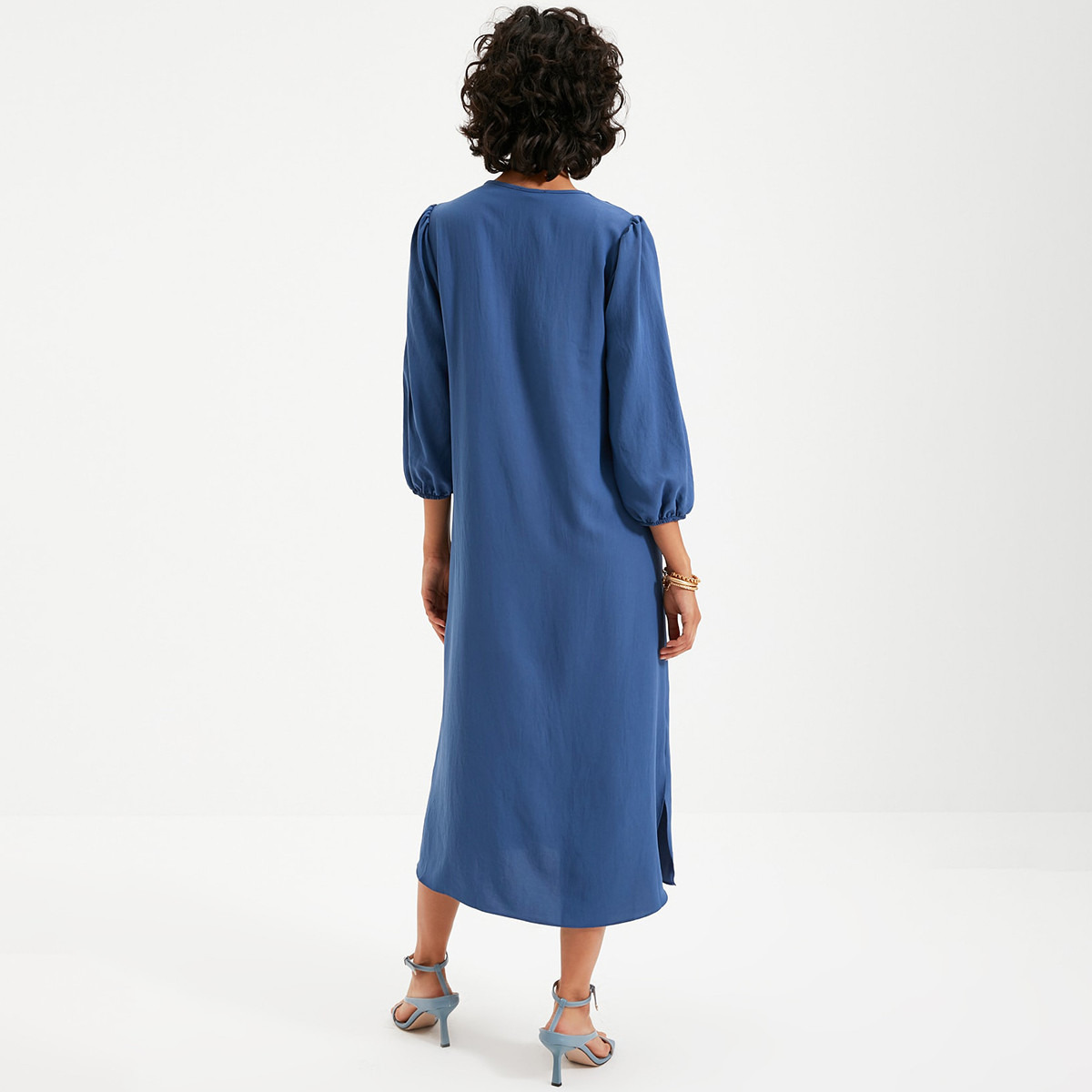 Trendyol Women Solid V-Neck Midi Dress-women-clothing-dresses-image-5