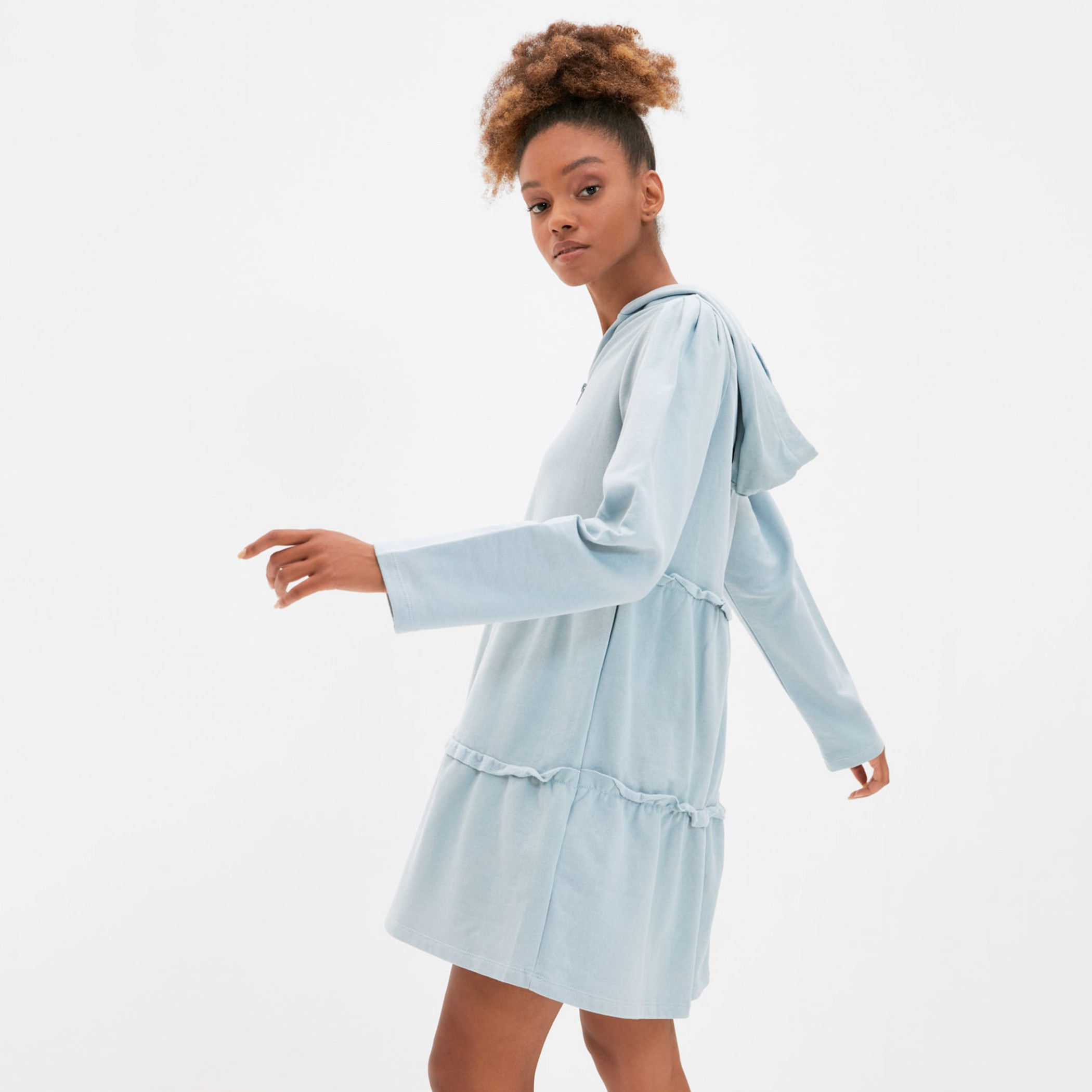 Trendyol Women Solid Zipper Hooded Shift Dress-women-clothing-dresses-image-1