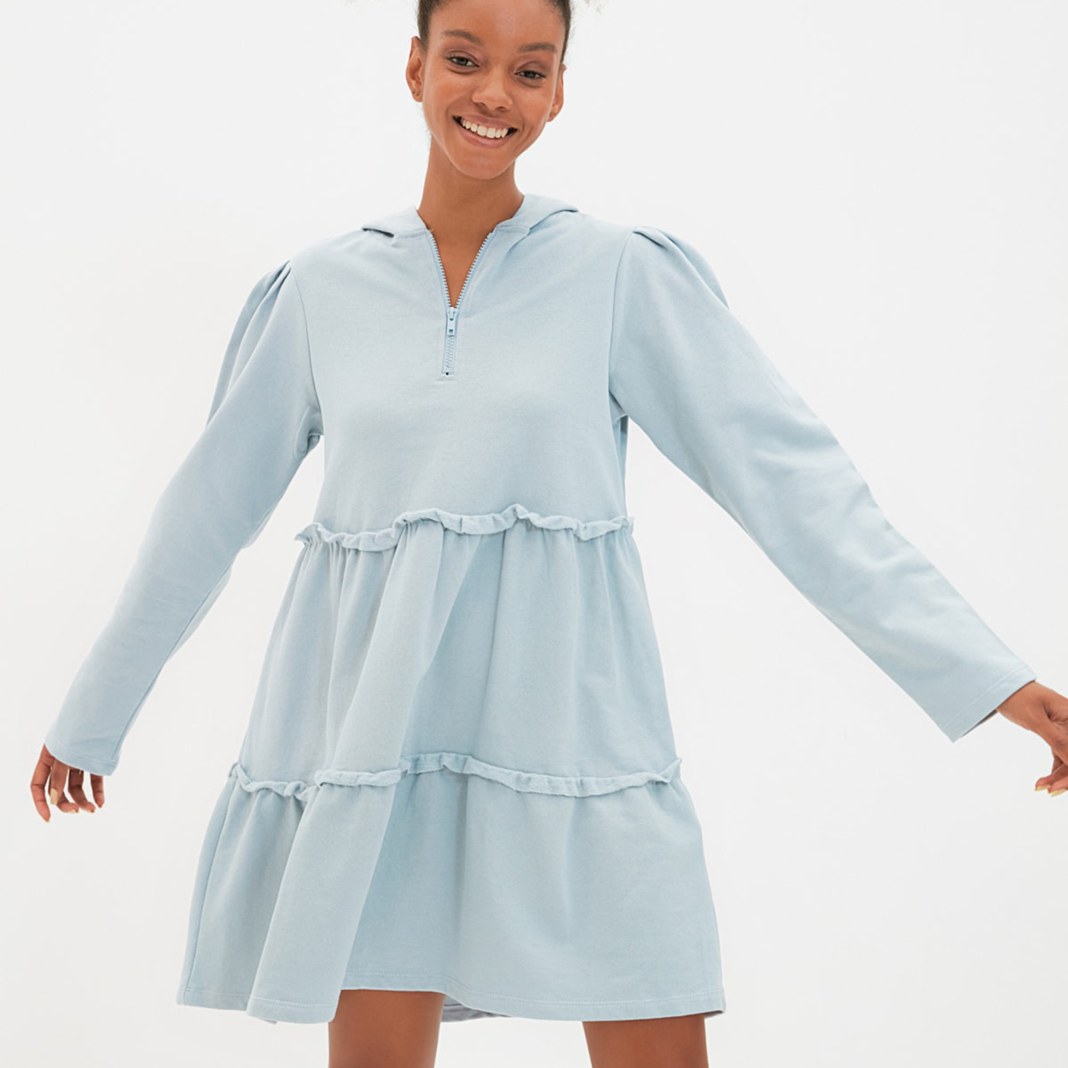 ترينديول أزرق قصير فستان-women-clothing-dresses-image-4