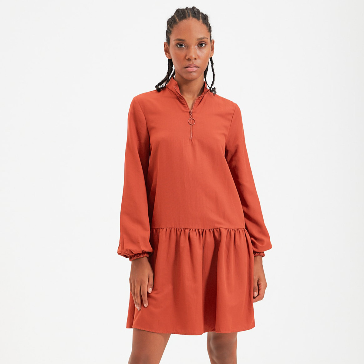 Trendyol Women Solid Zip Closure Mini Dress-women-clothing-dresses-image-2