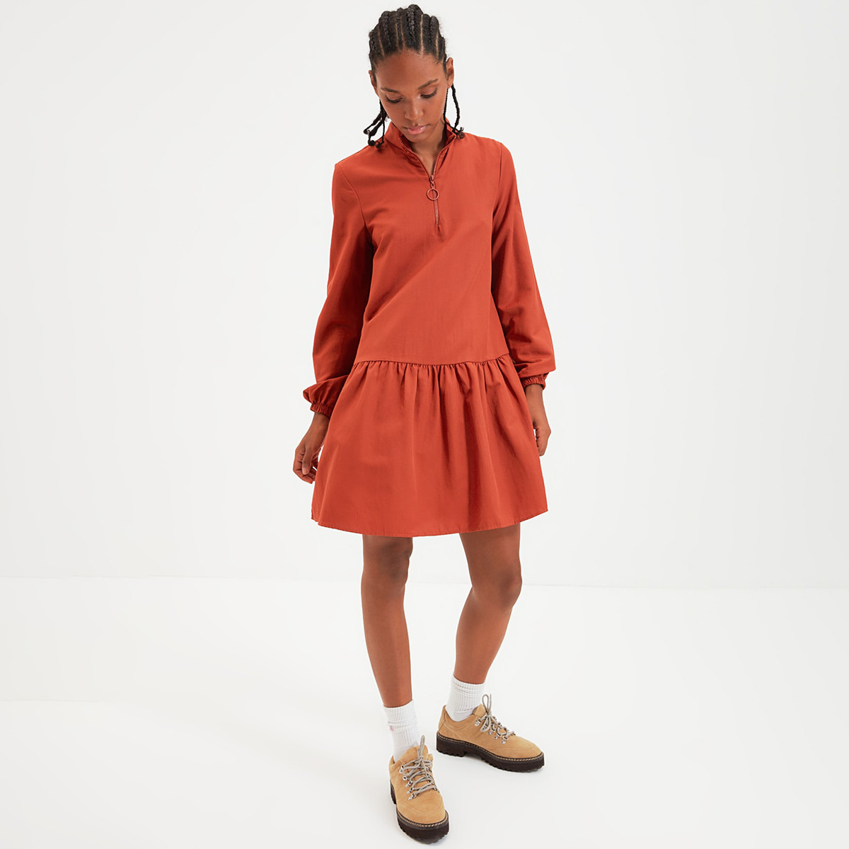 Trendyol Women Solid Zip Closure Mini Dress-women-clothing-dresses-image-3