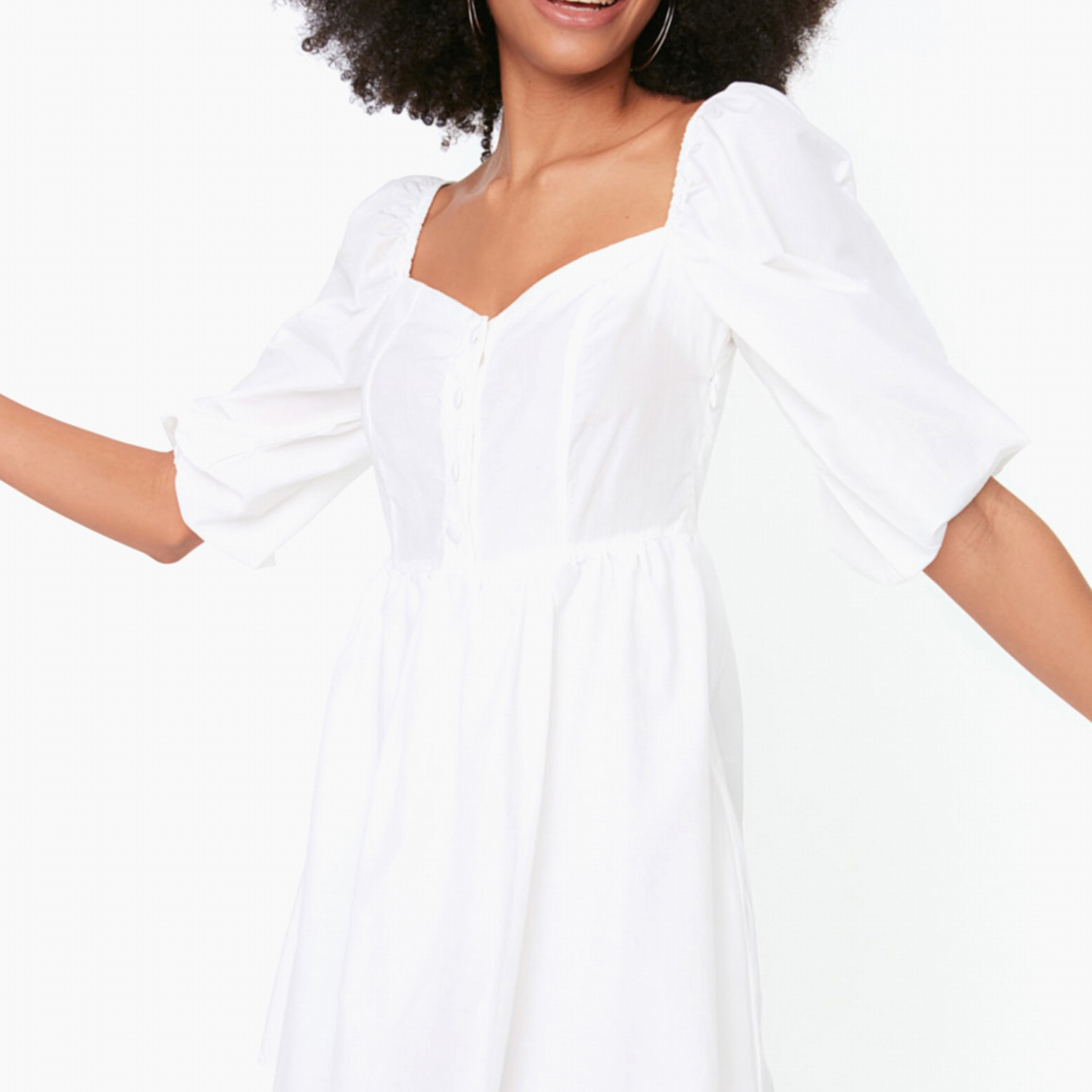 Trendyol Women Solid White Sweetheart Neck Mini Skater Dress-women-clothing-dresses-image-3