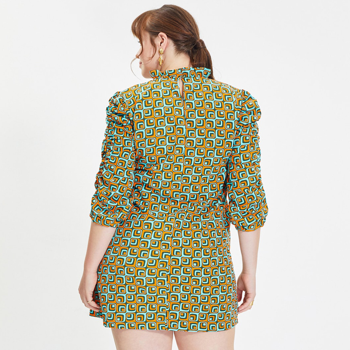 Trendyol Women Printed Ruffled Neck Mini Dress-women-clothing-dresses-image-2