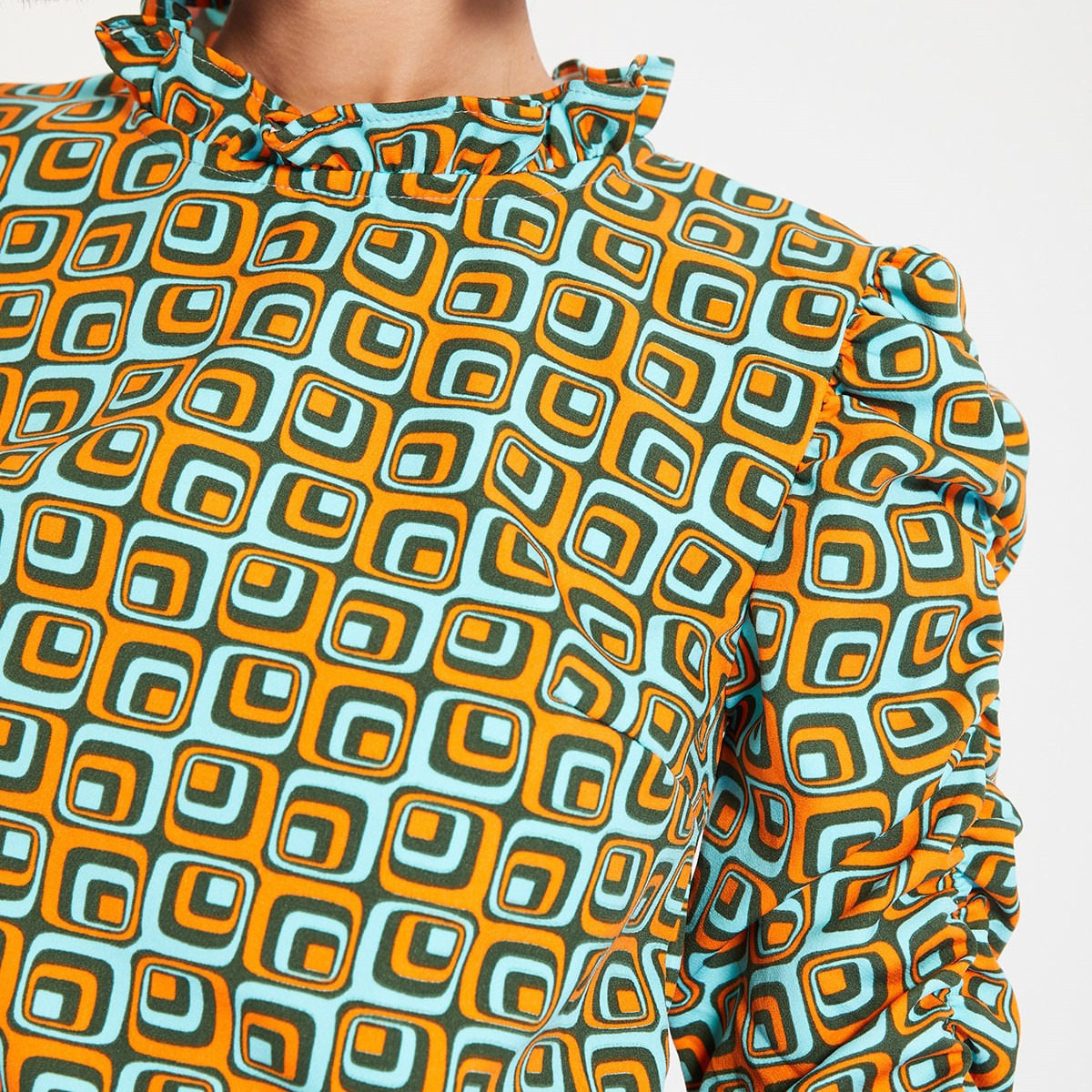 Trendyol Women Printed Ruffled Neck Mini Dress-women-clothing-dresses-image-8