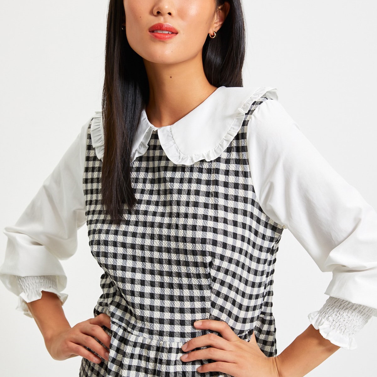 ترينديول أبيض متوسط الطول فستان-women-clothing-dresses-image-3