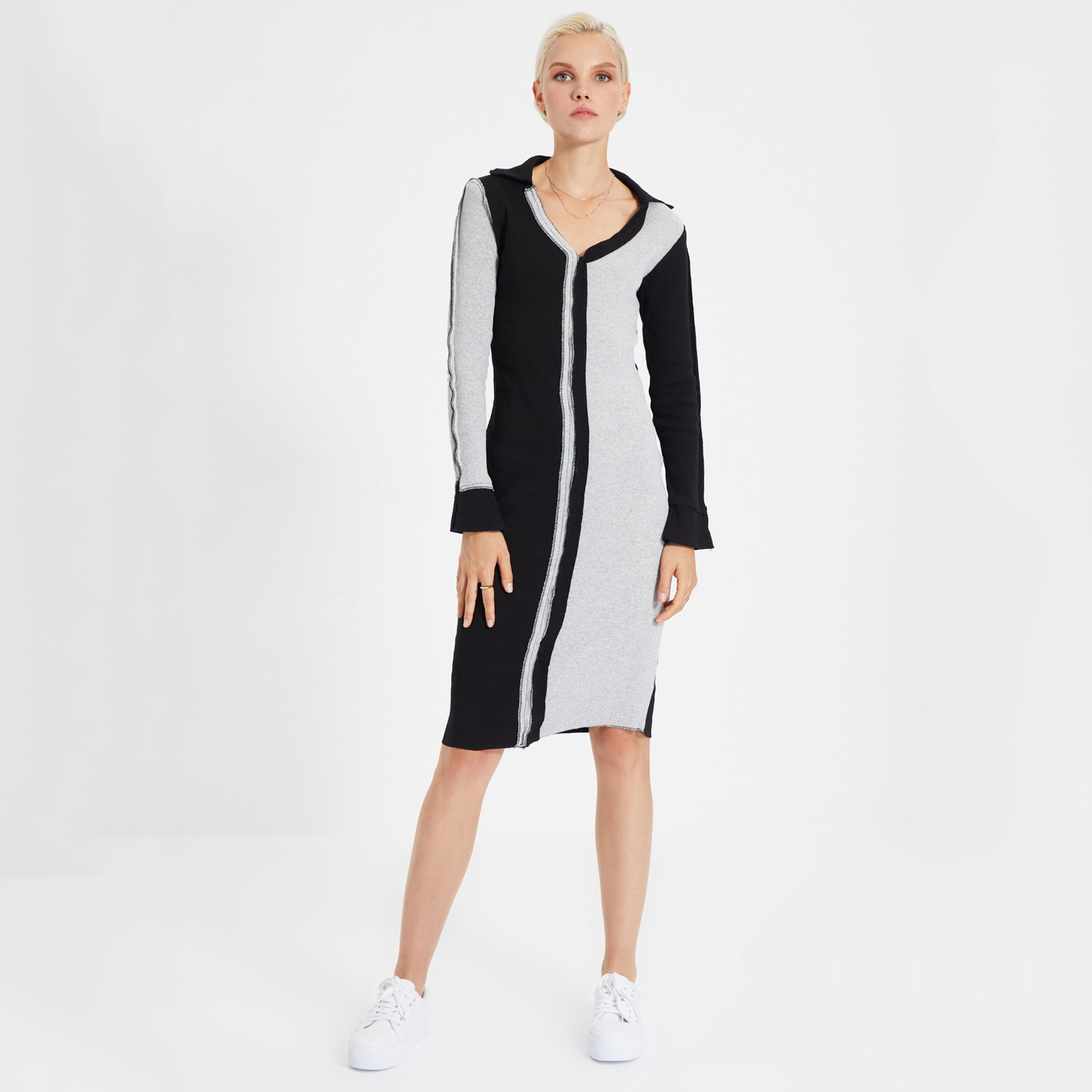 ترينديول أسود متوسط الطول فستان-women-clothing-dresses-image-1