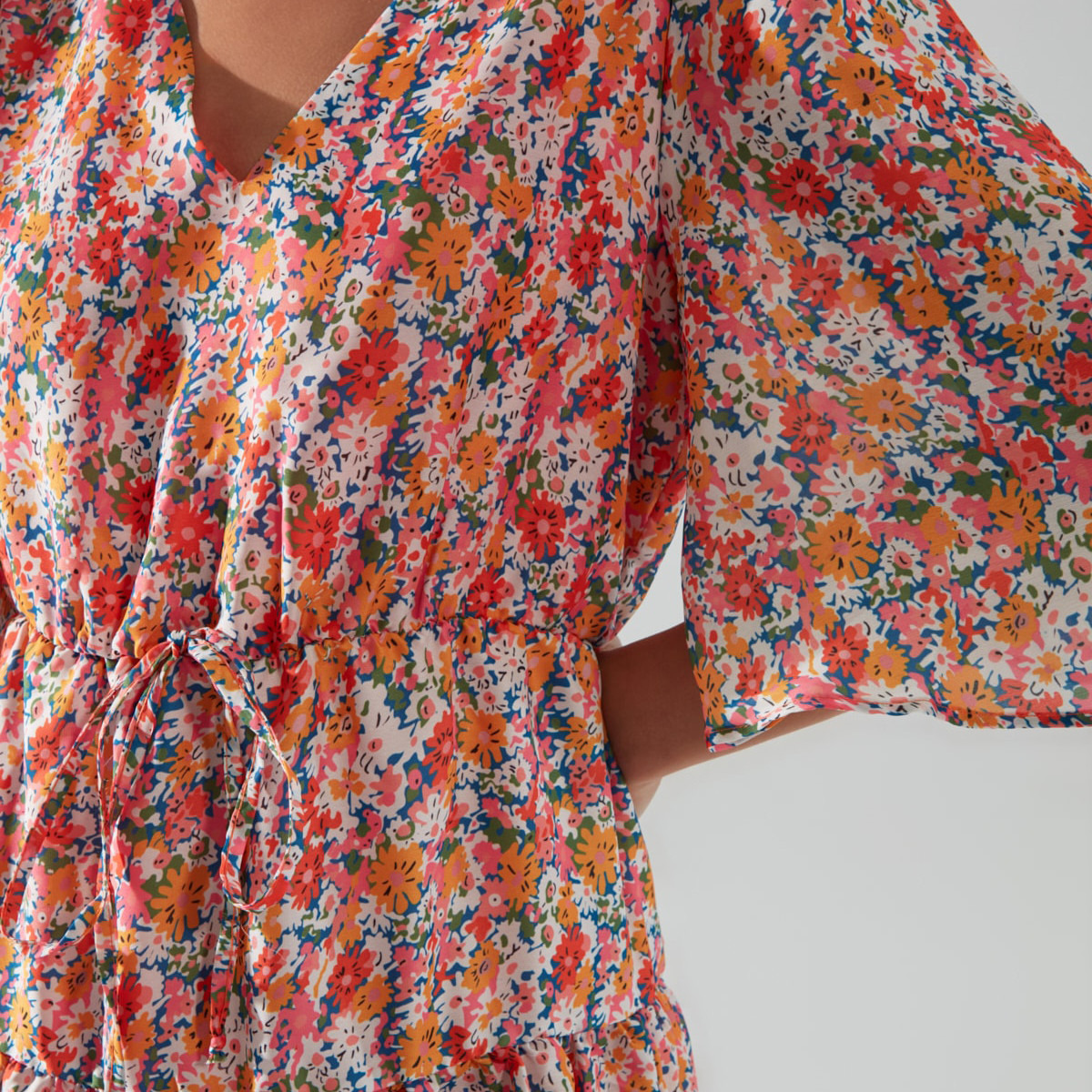 Trendyol Women Floral V-Neck Mini Dress-women-clothing-dresses-image-4