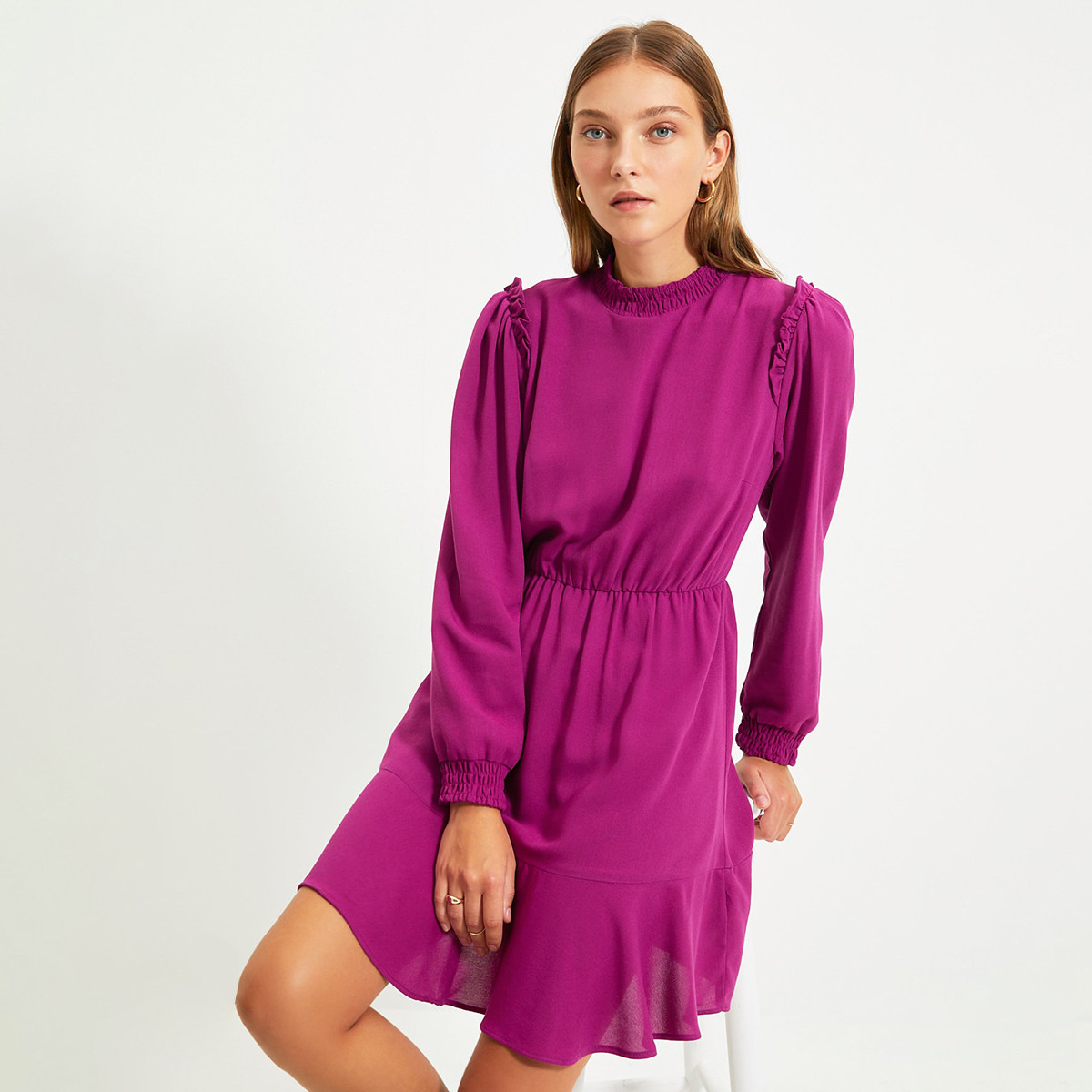 ترينديول نفسجي قصير فستان-women-clothing-dresses-image-1