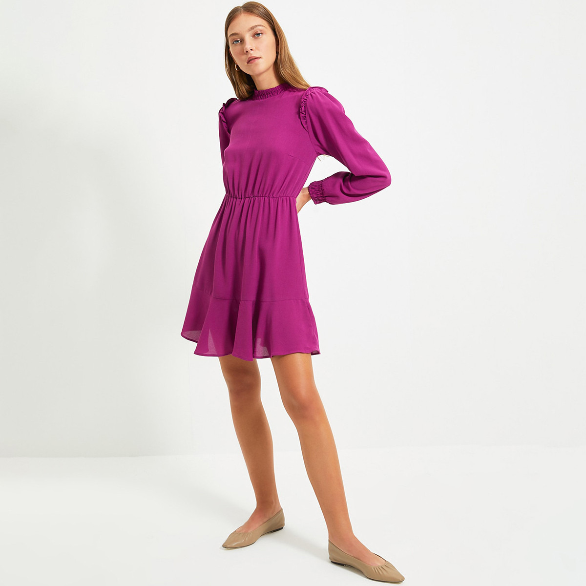 ترينديول نفسجي قصير فستان-women-clothing-dresses-image-2