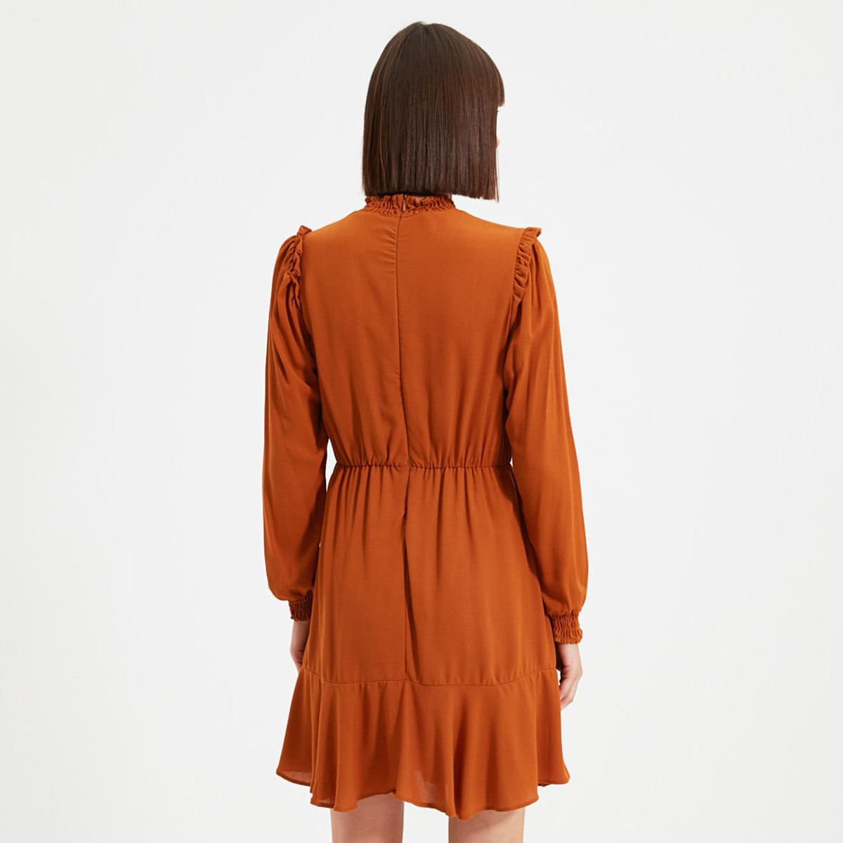ترينديول البرتقالي قصير فستان-women-clothing-dresses-image-5