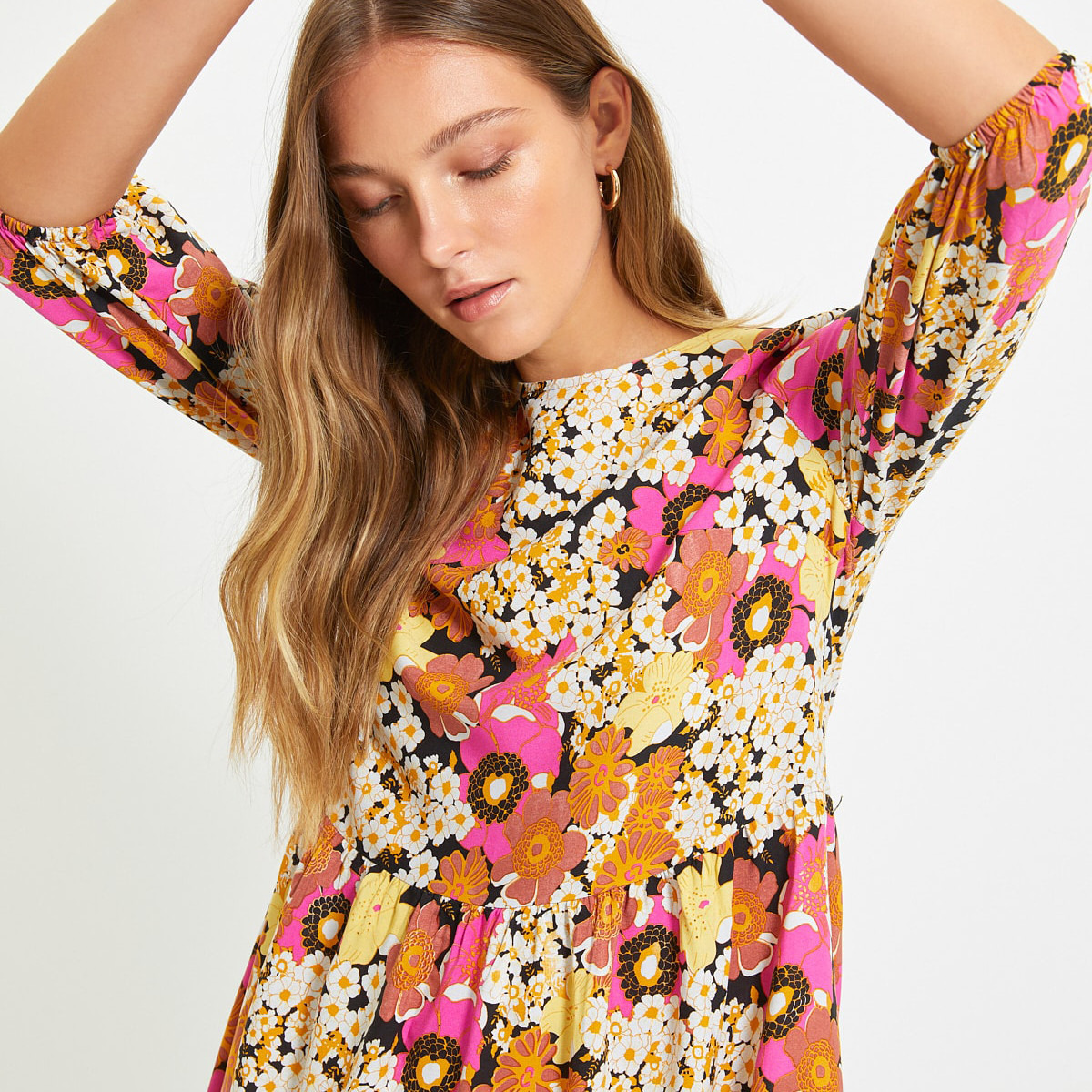 Trendyol Women Floral Crew Neck Midi Dress-women-clothing-dresses-image-1