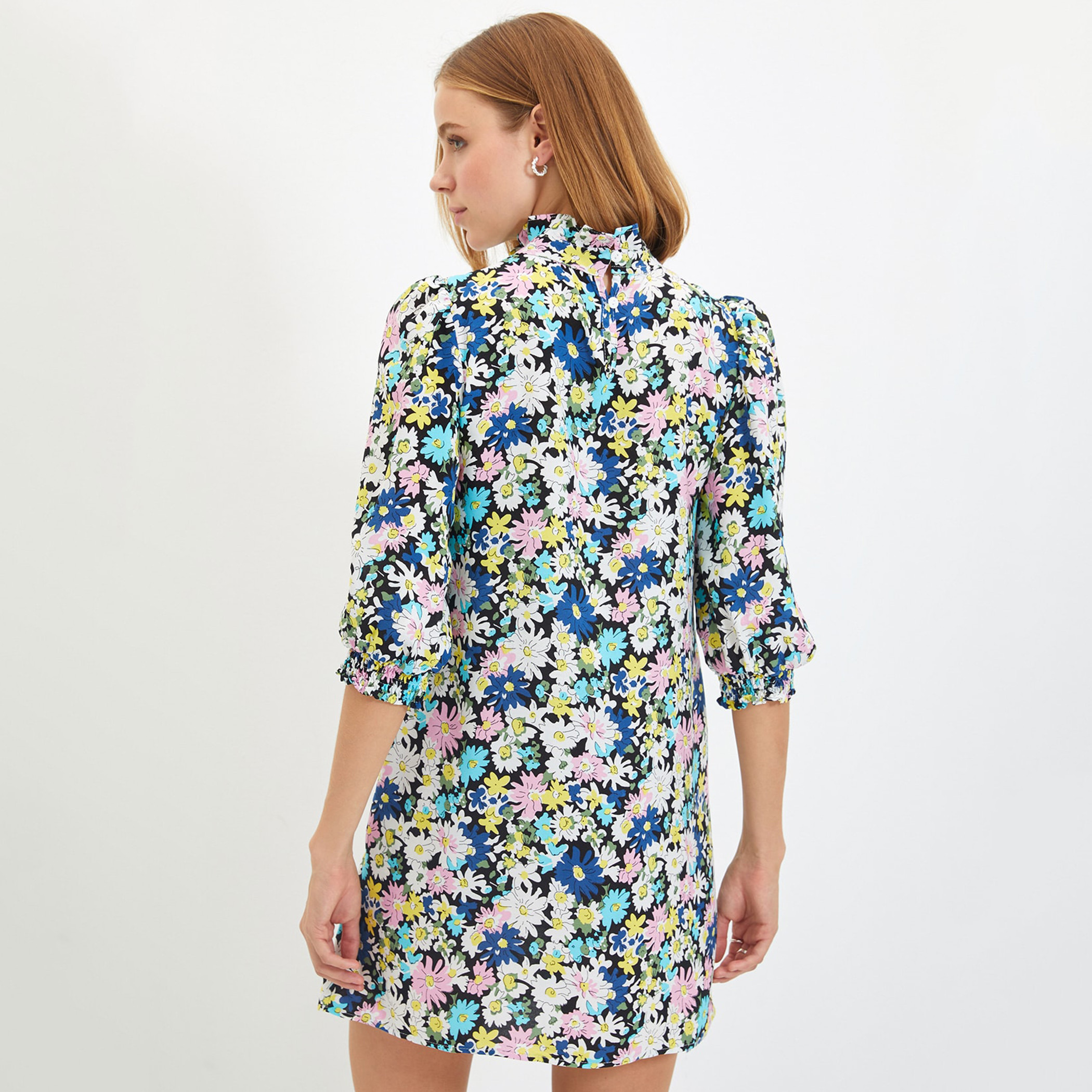 Trendyol Women Floral High Neck Mini Shift Dress-women-clothing-dresses-image-5