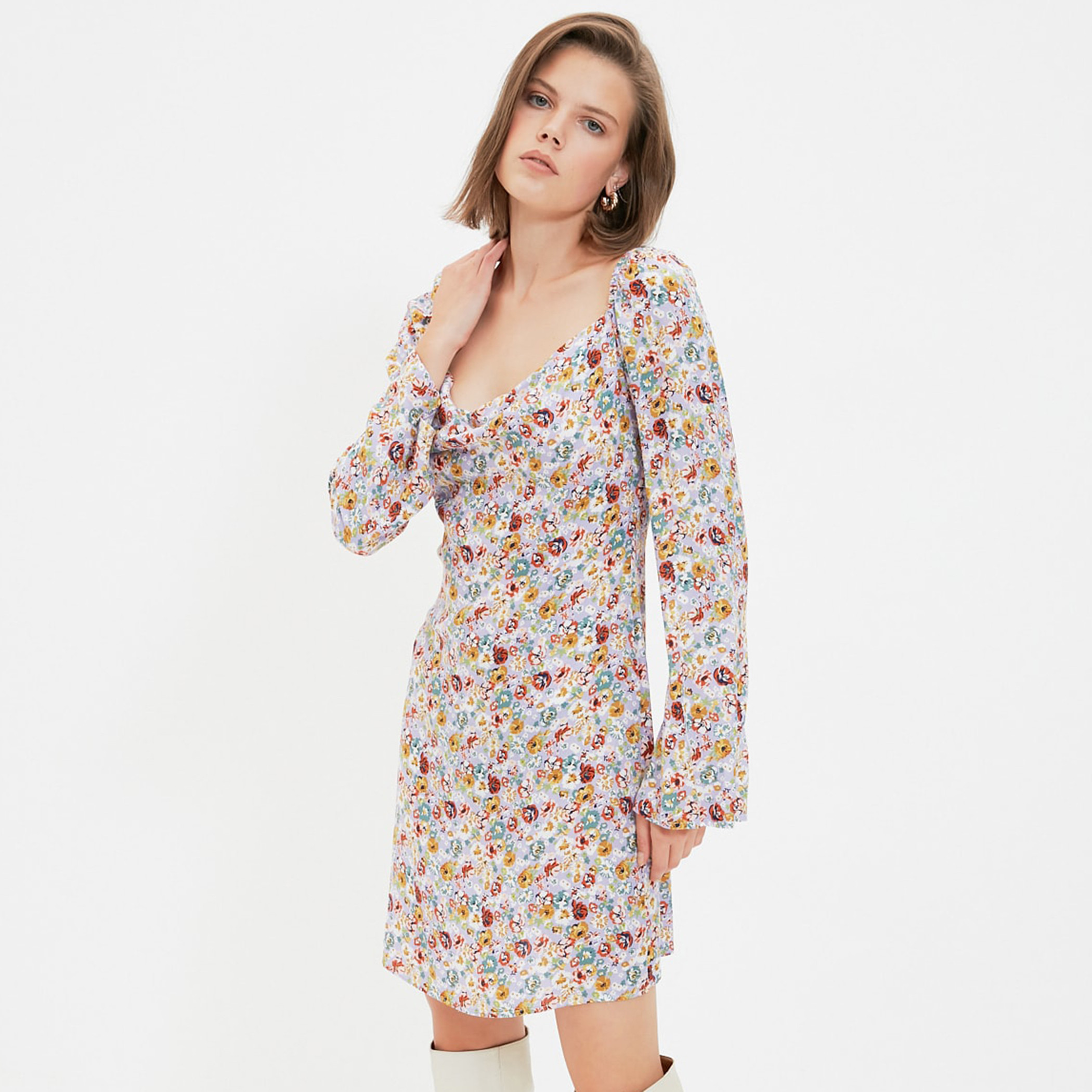 Trendyol Women Floral Back Zipper Dress-women-clothing-dresses-image-1