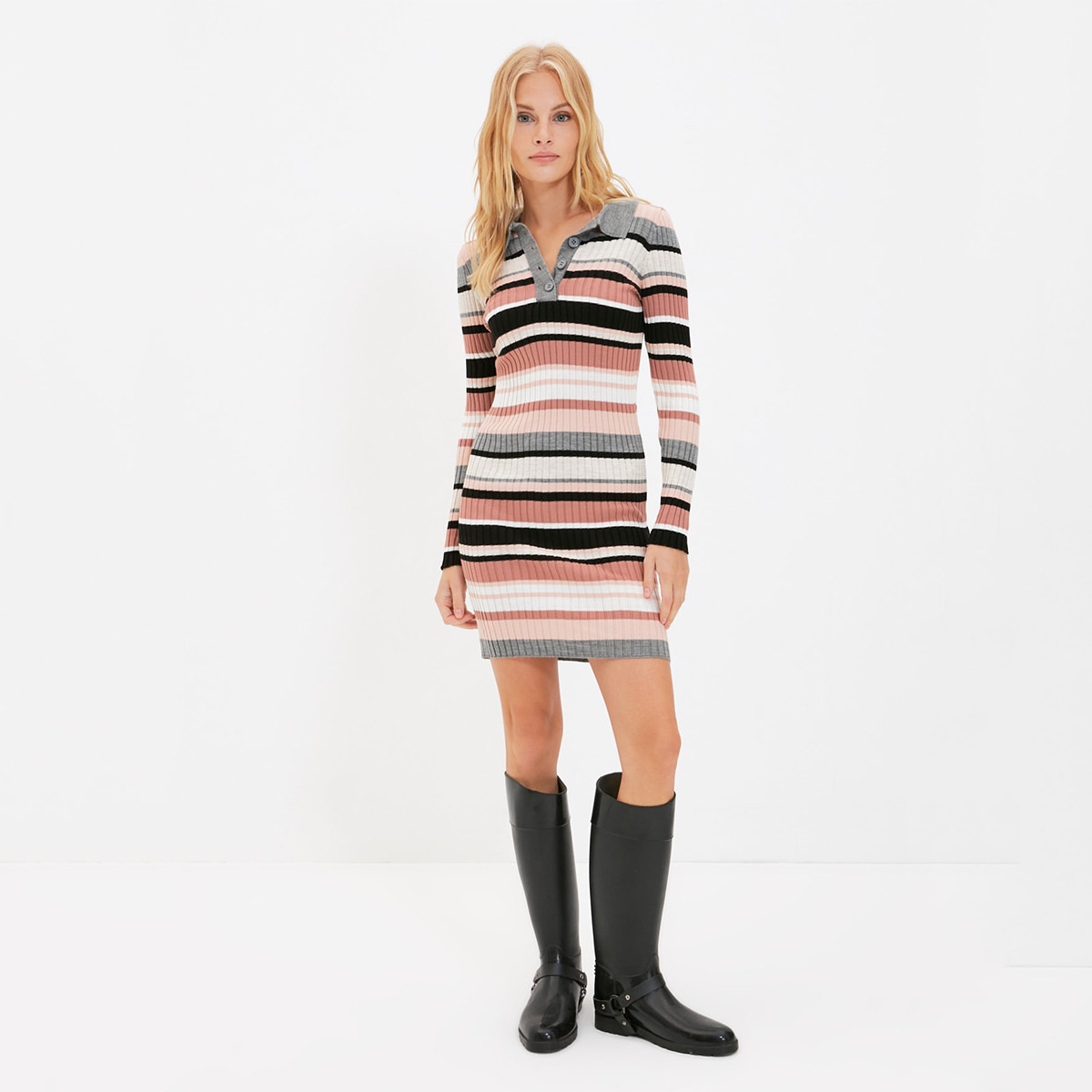 ترينديول متعدد الألوان قصير فستان-women-clothing-dresses-image-1