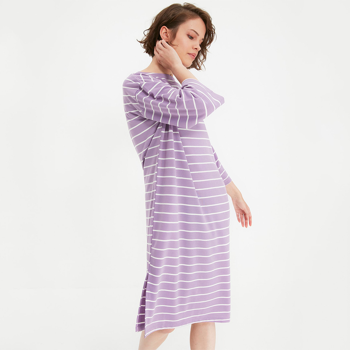 ترينديول نفسجي متوسط الطول فستان-women-clothing-dresses-image-2