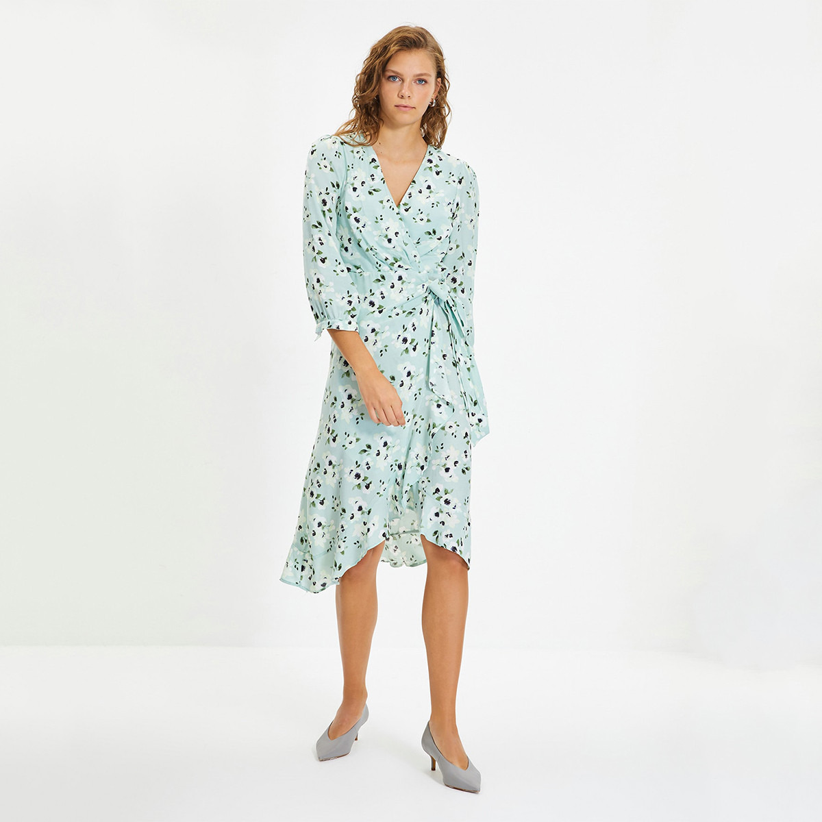ترينديول أخضر متوسط الطول فستان-women-clothing-dresses-image-1