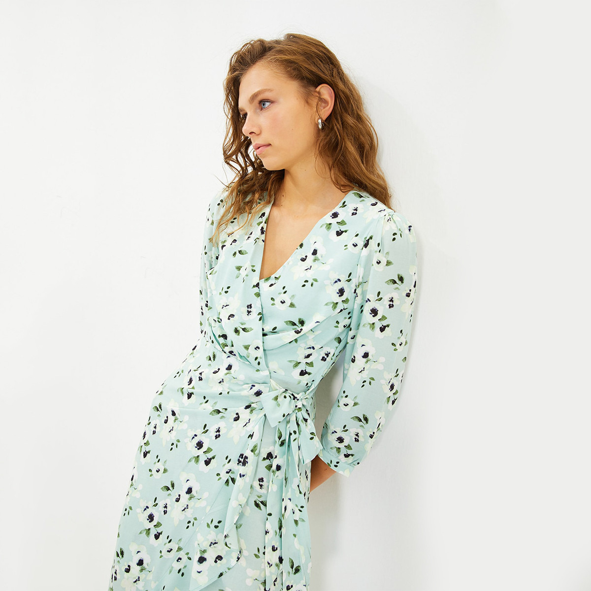 ترينديول أخضر متوسط الطول فستان-women-clothing-dresses-image-2