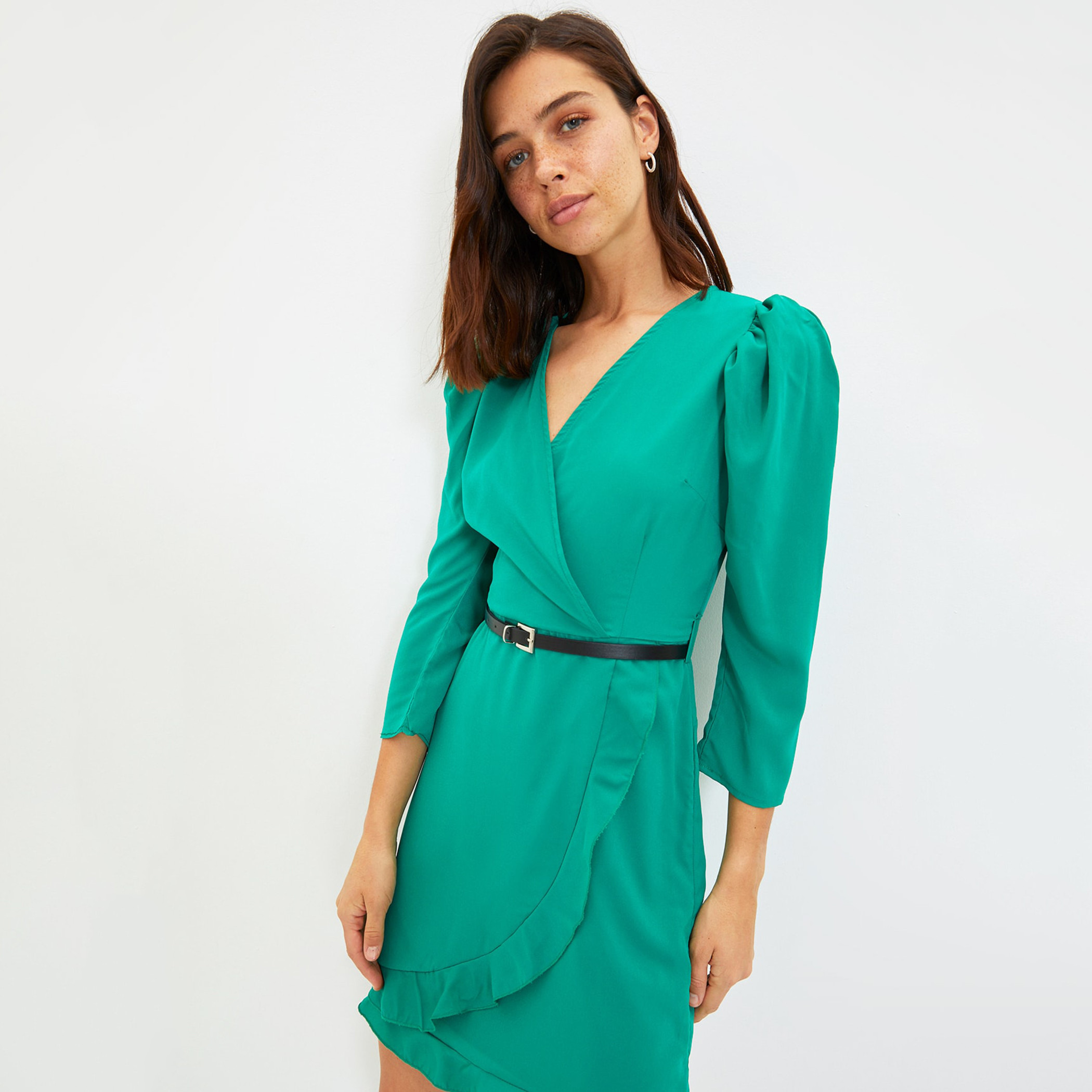 ترينديول أخضر قصير فستان-women-clothing-dresses-image-3