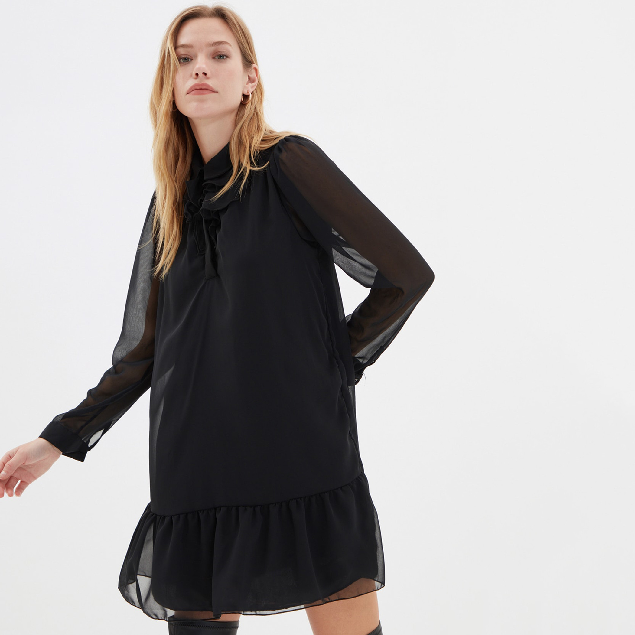 ترينديول أسود قصير فستان-women-clothing-dresses-image-2