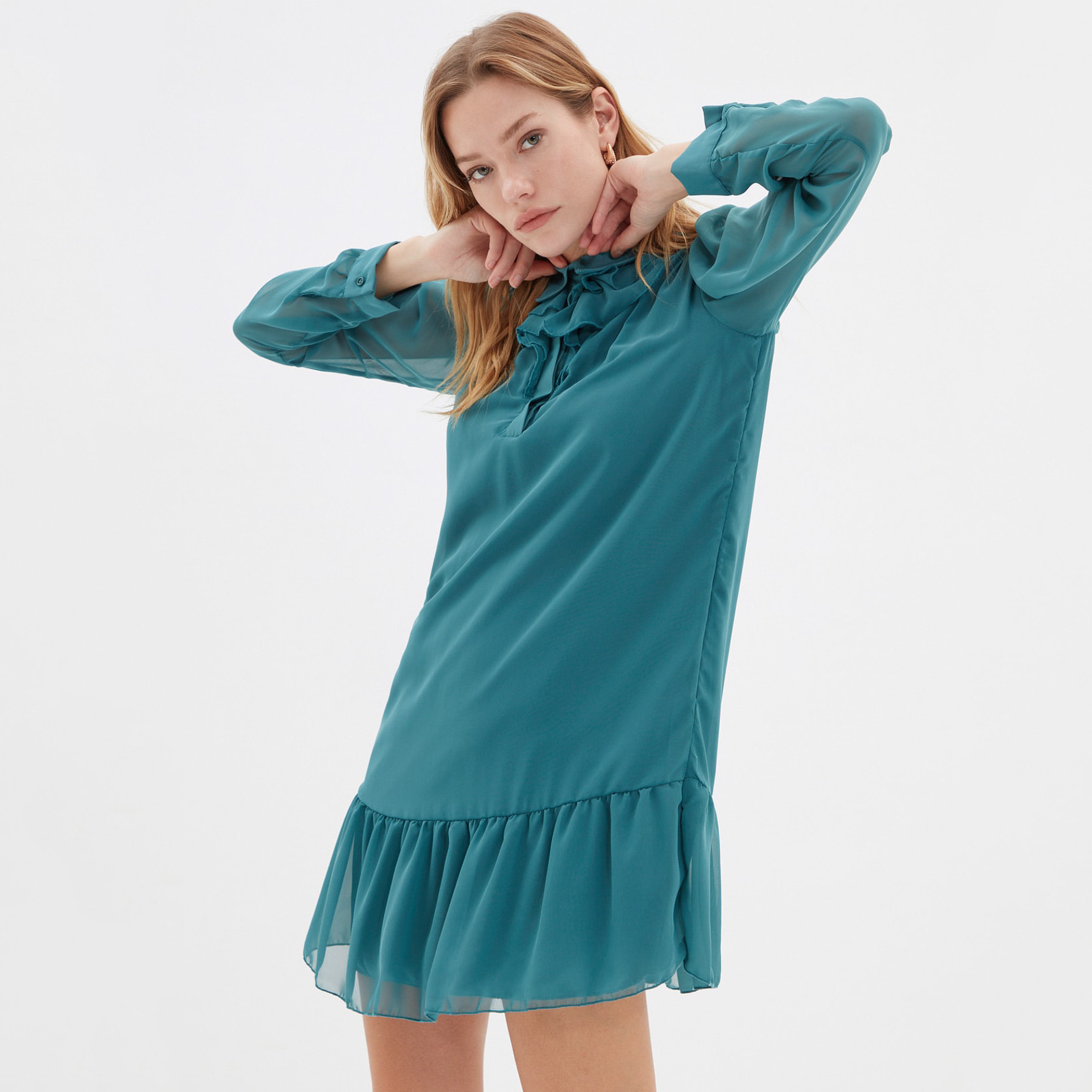 ترينديول أخضر قصير فستان-women-clothing-dresses-image-2