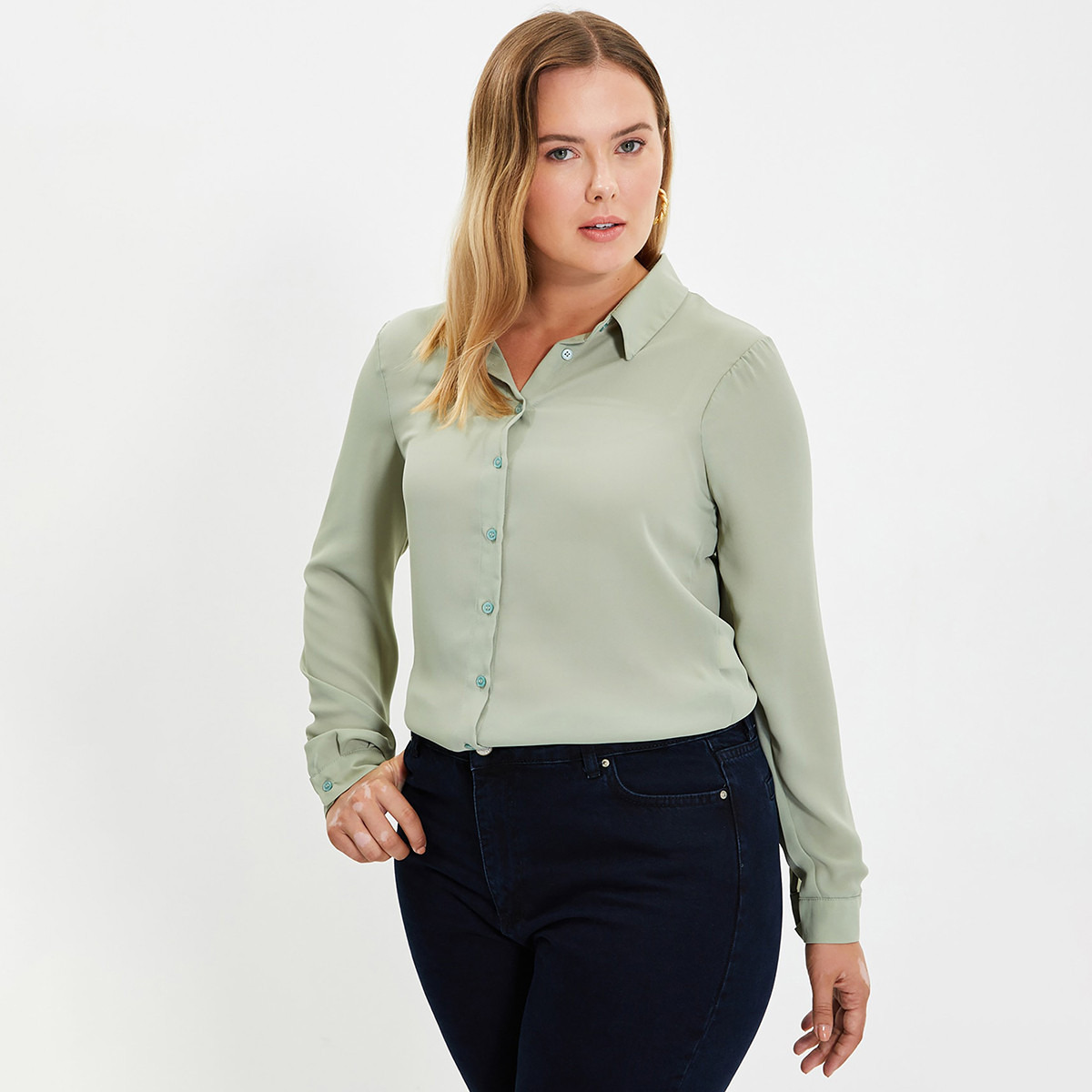 Trendyol Women Solid Long Sleeves Shirt-women-clothing-shirtsandblouses-blouses-image-1