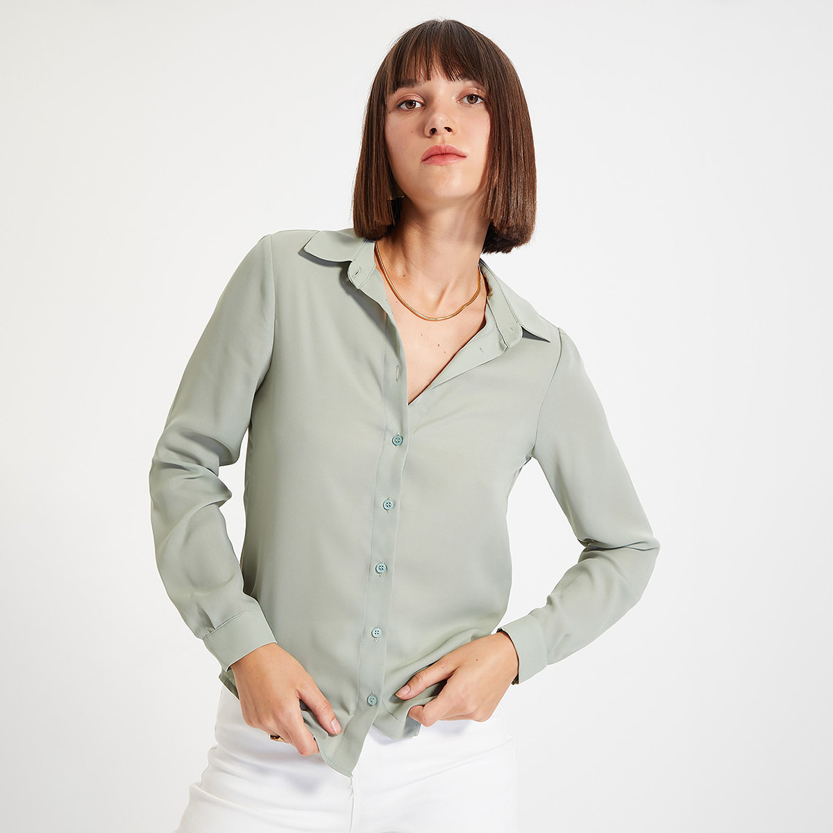 Trendyol Women Solid Long Sleeves Shirt-women-clothing-shirtsandblouses-blouses-image-8