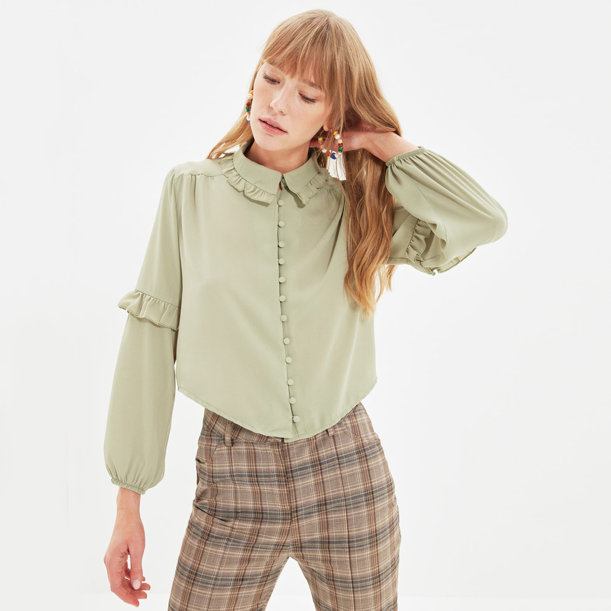 ترينديول أخضر قميص-women-clothing-shirtsandblouses-blouses-image-2