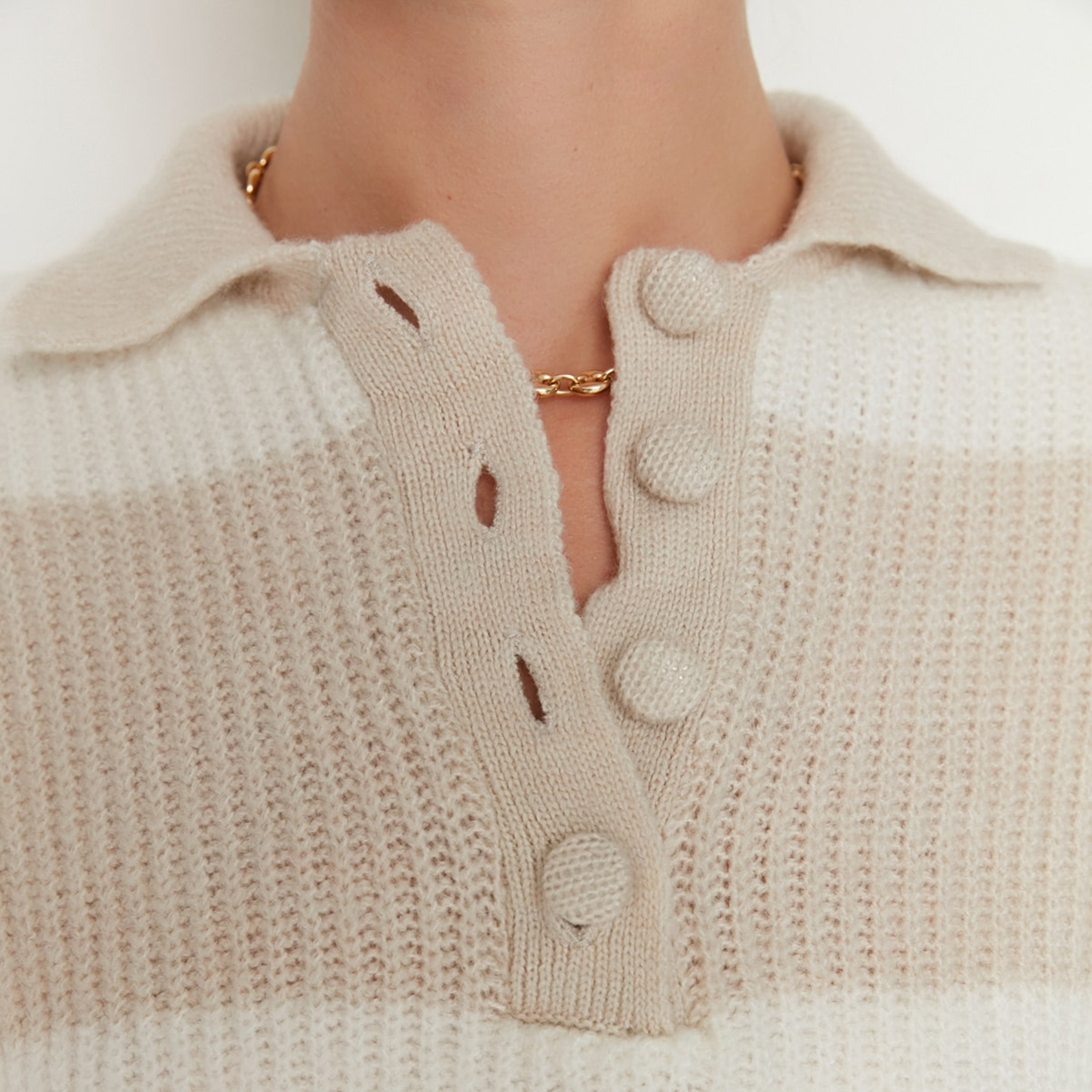 Trendyolmilla Stone Color-Blocked Collared Dropped Sleeves Women's Sweater-women-winterwear-cardigansandjumpers-jumpers-image-4