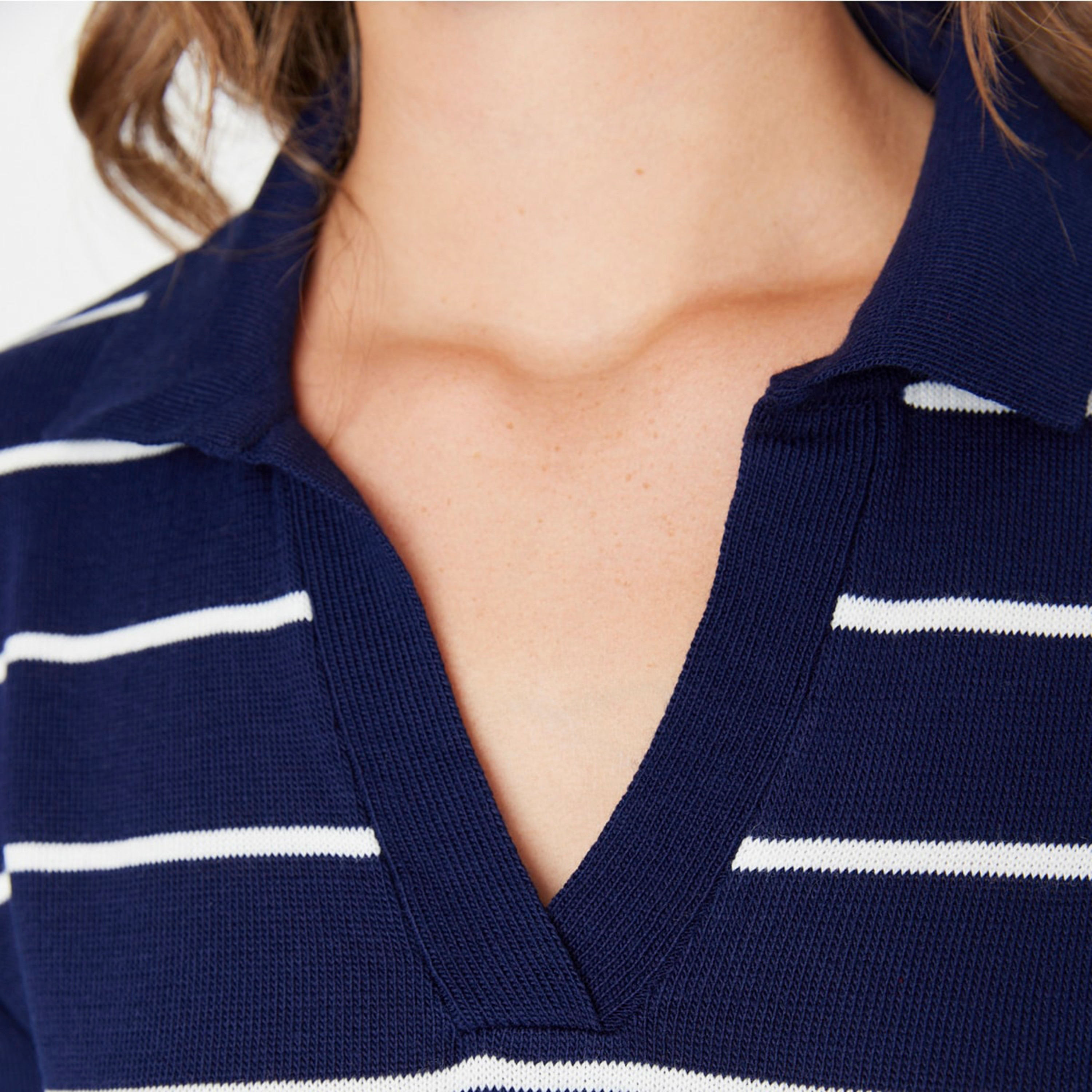 Trendyolmilla Navy Striped Collared Dropped Sleeves Women's Sweater-women-winterwear-cardigansandjumpers-jumpers-image-4