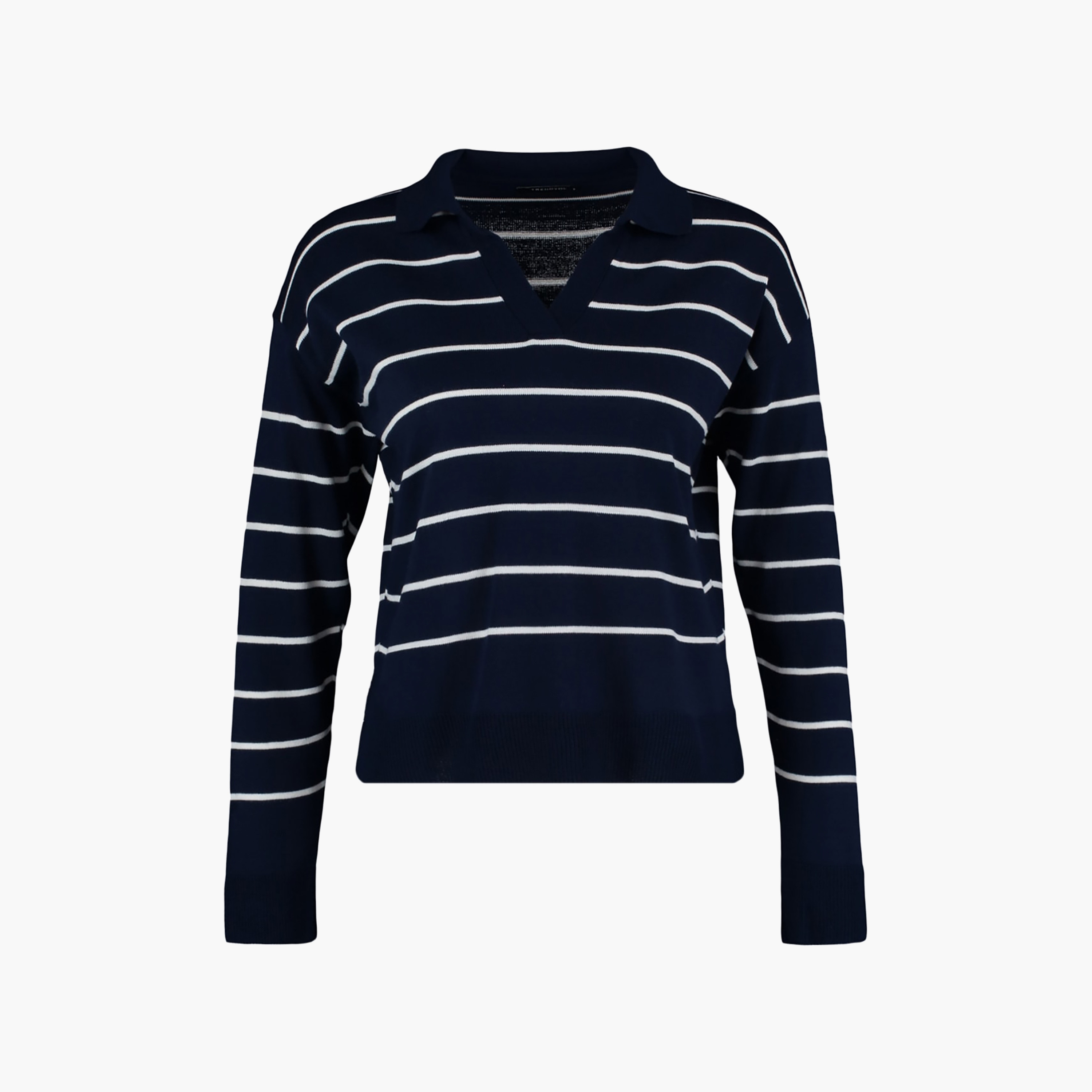 Trendyolmilla Navy Striped Collared Dropped Sleeves Women's Sweater-women-winterwear-cardigansandjumpers-jumpers-image-5