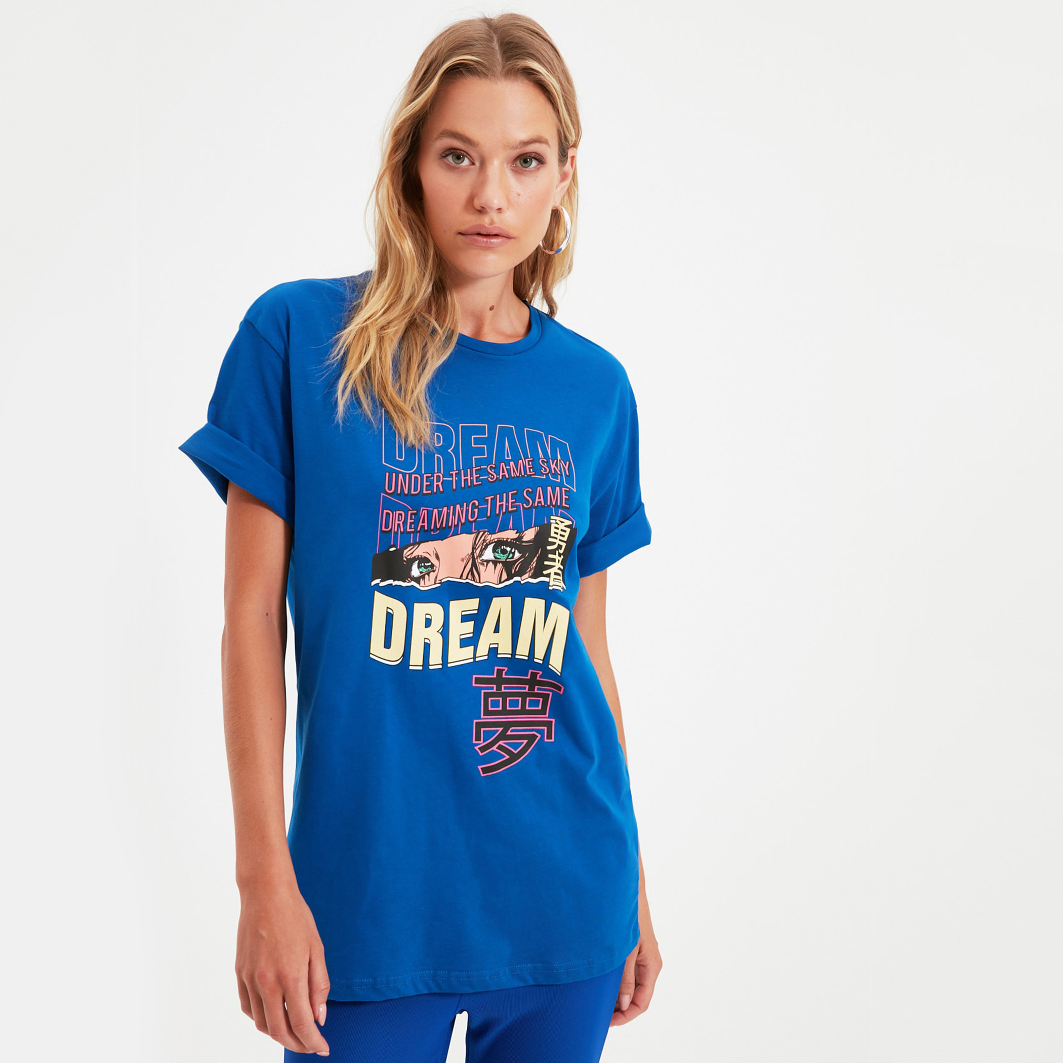 ترينديول أزرق تي شيرت-women-clothing-tshirts-image-4