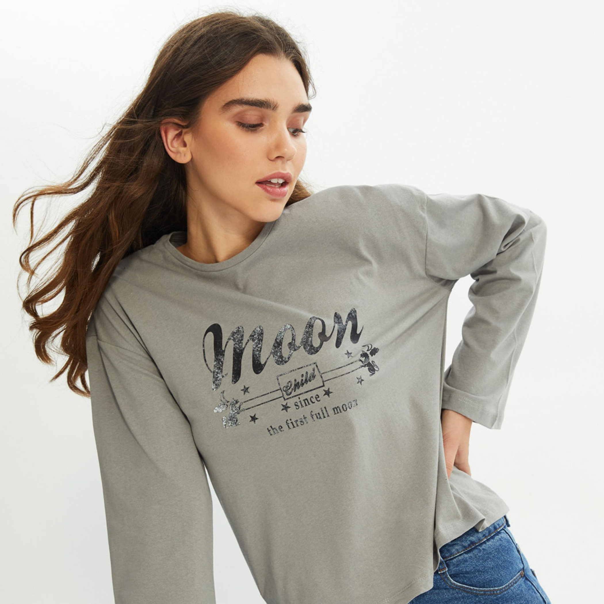 Trendyol Women Printed Round Neck T-Shirt-women-clothing-tshirts-image-2