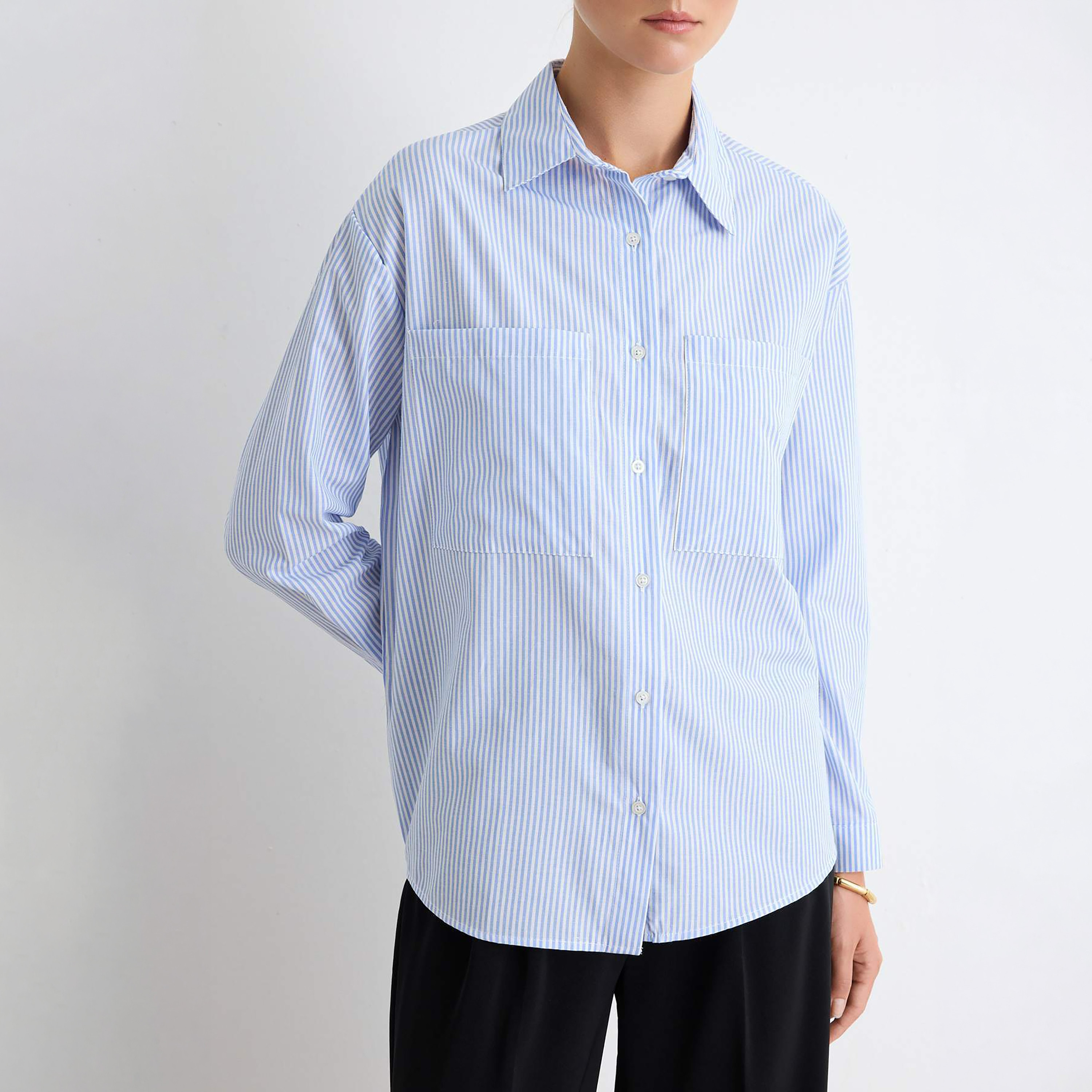قميص حريمي مخطط بياقة من تريندyol-women-clothing-shirtsandblouses-shirts-image-4