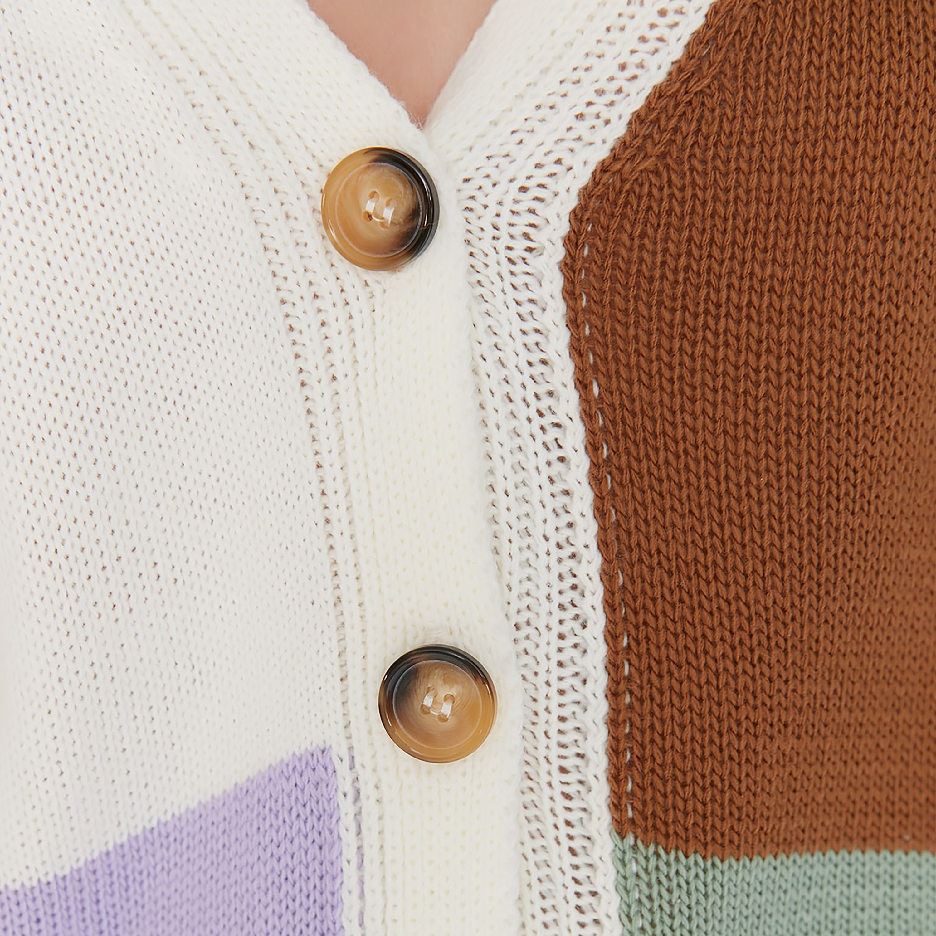 Trendyol Women Colour Blocked V-Neck Cardigan with Button Closure-women-winterwear-cardigansandjumpers-cardigans-image-4