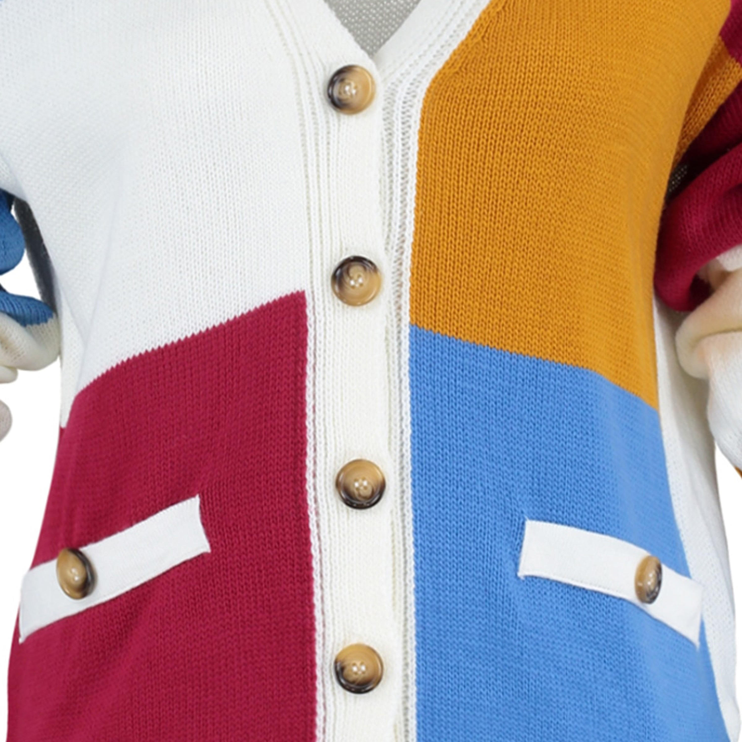 Trendyol Women Colour Blocked V-Neck Cardigan with Button Closure-women-winterwear-cardigansandjumpers-cardigans-image-16
